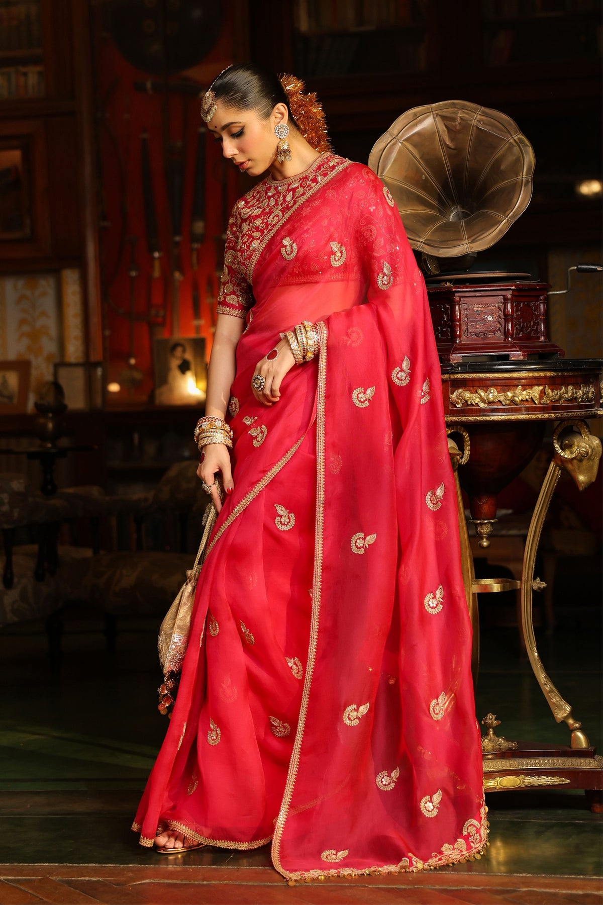 Ahista Dark Pink Saree Set
