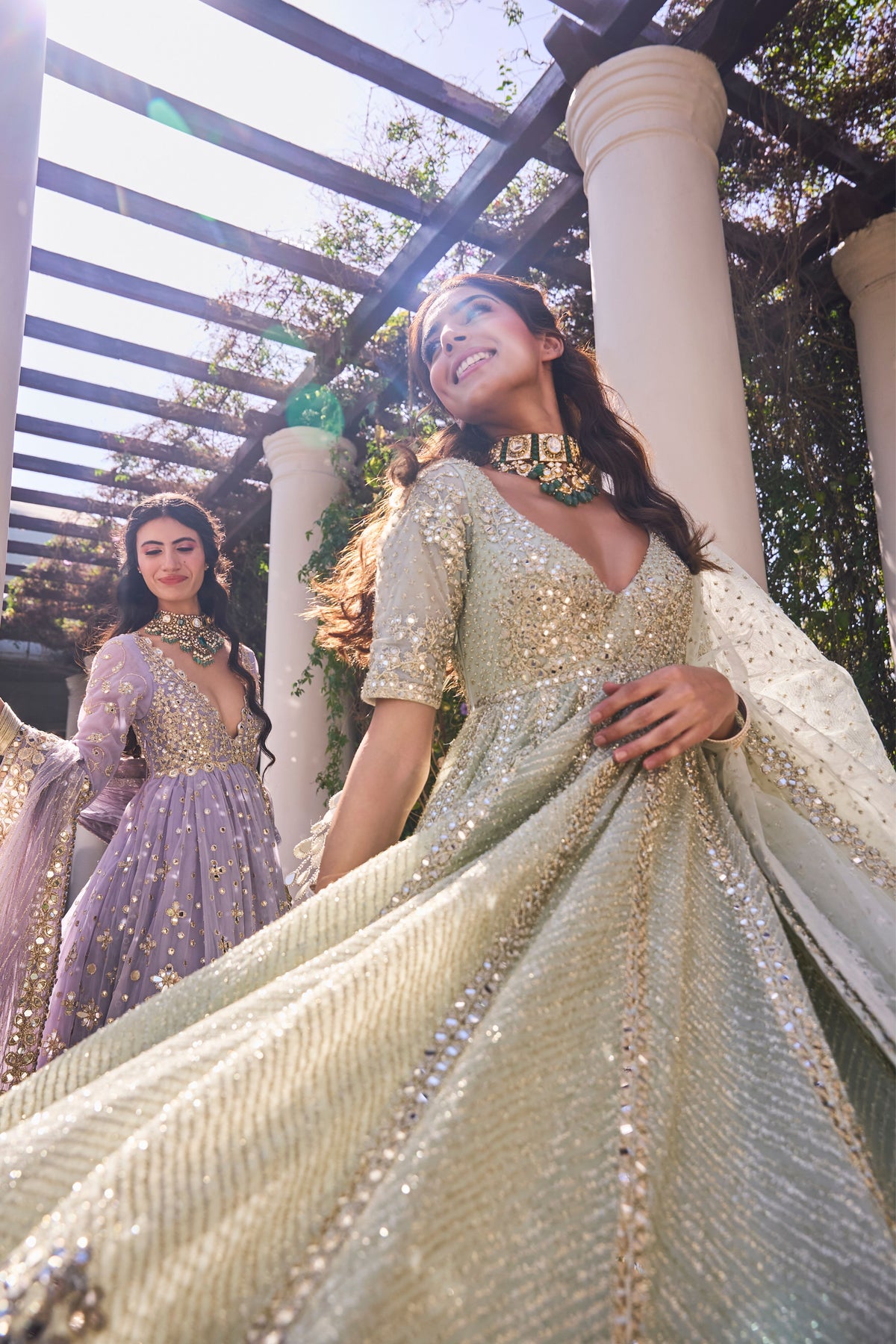 Grass Green Anarkali Set