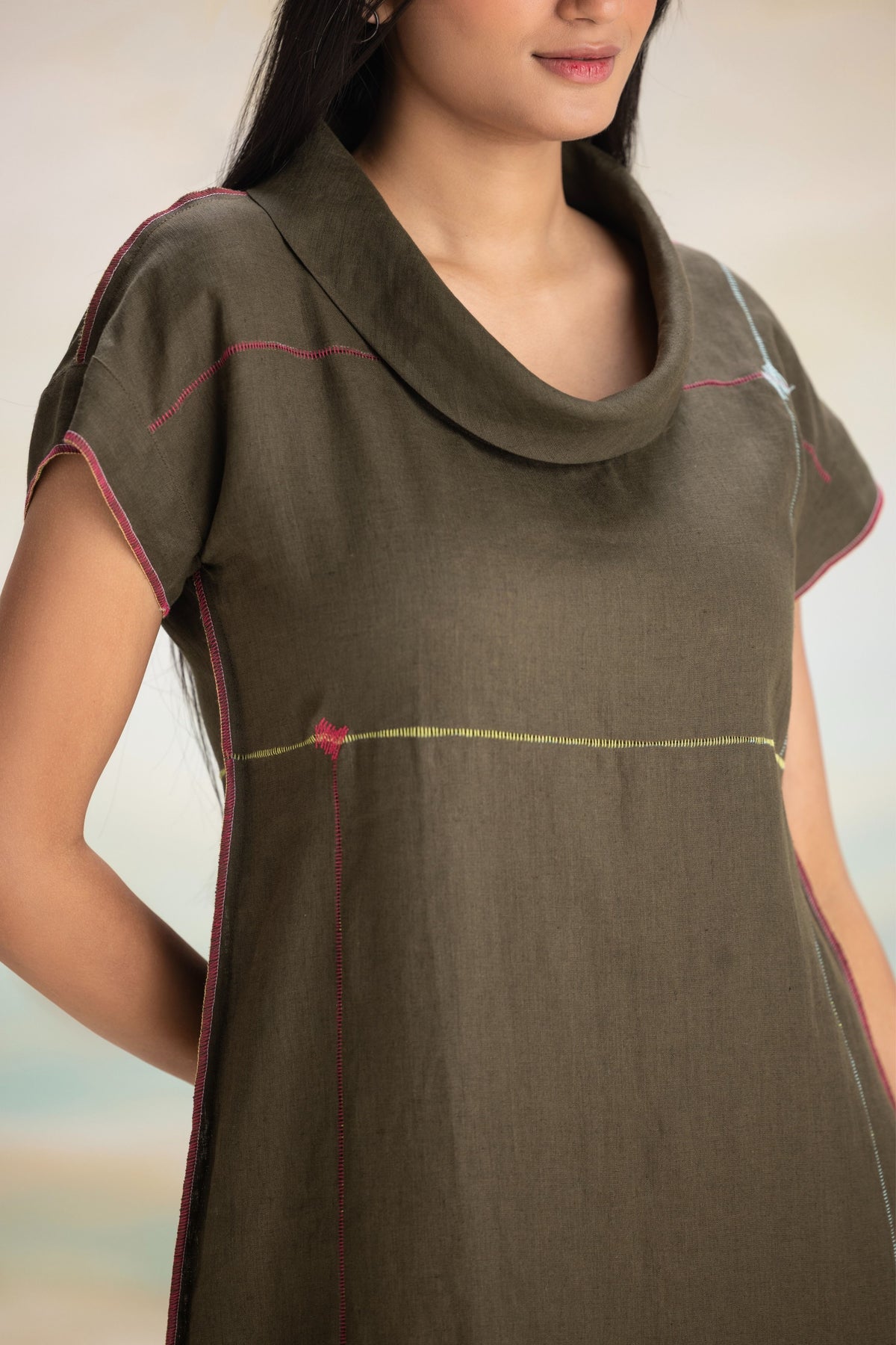 Over Lock Avocado Dress
