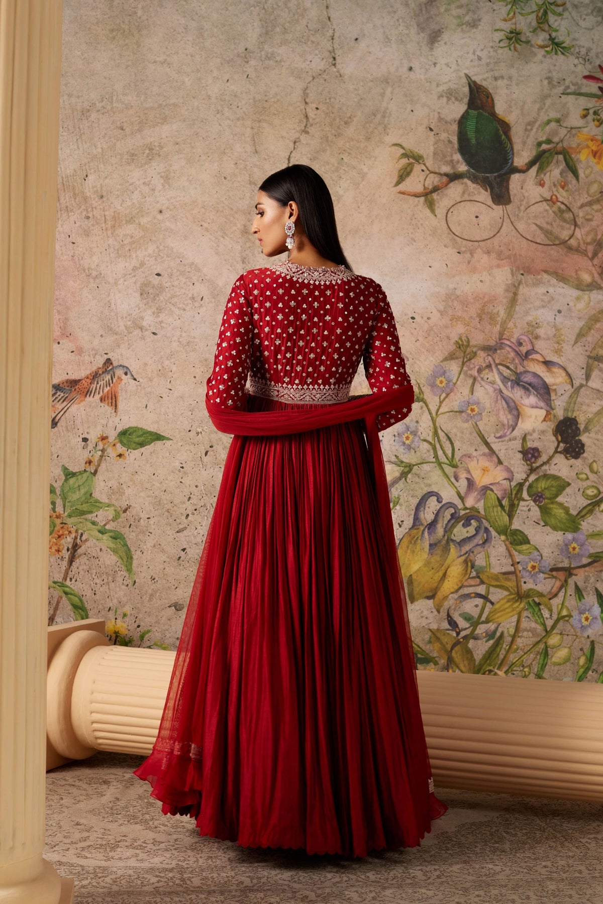 Sway Red Ochre Anarkali Set