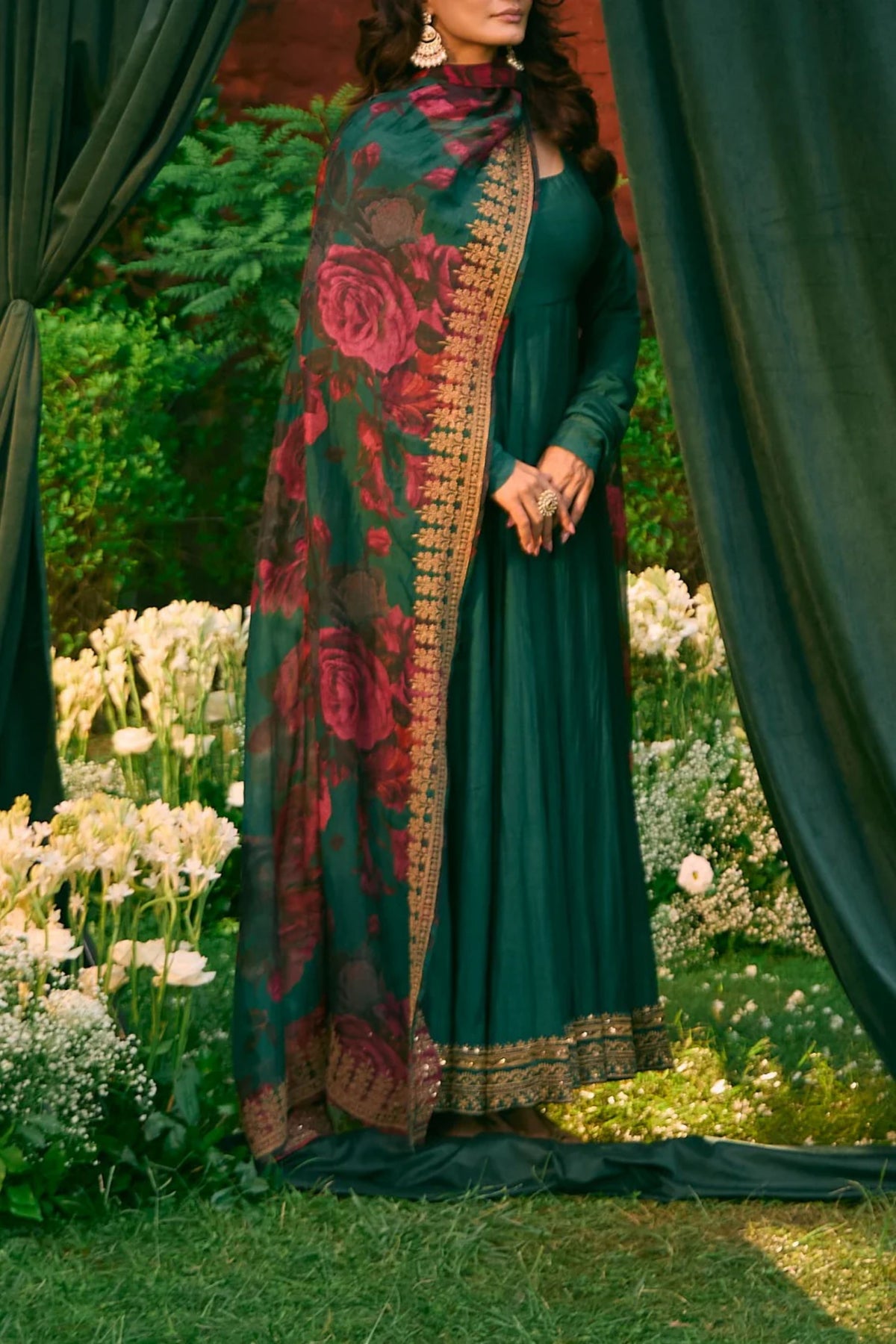 Teal Green Anarkali Set