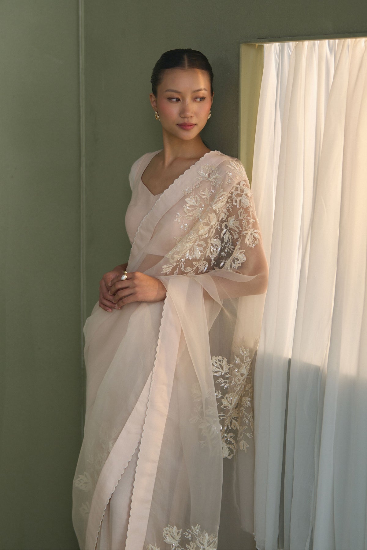 Shadow Bloom Saree Set