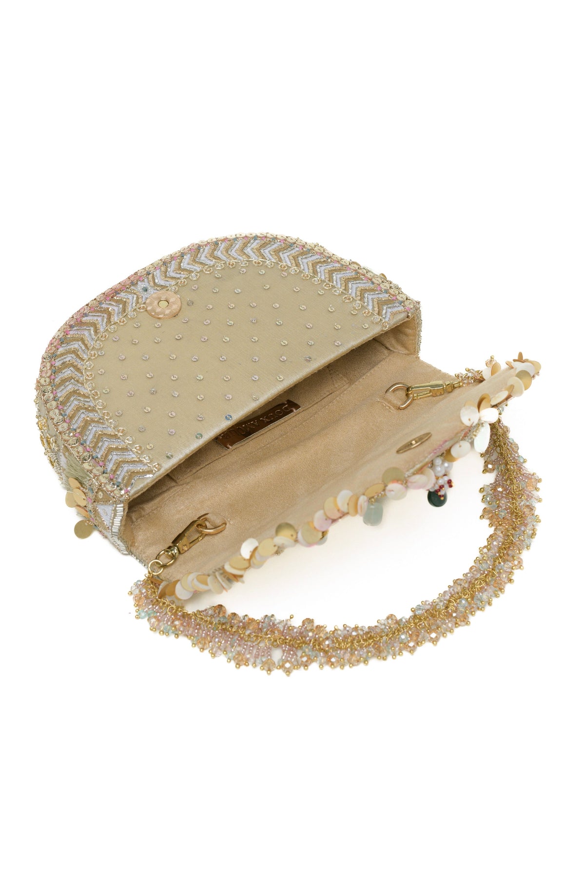 Gold Silver Rangrez Flapover Clutch
