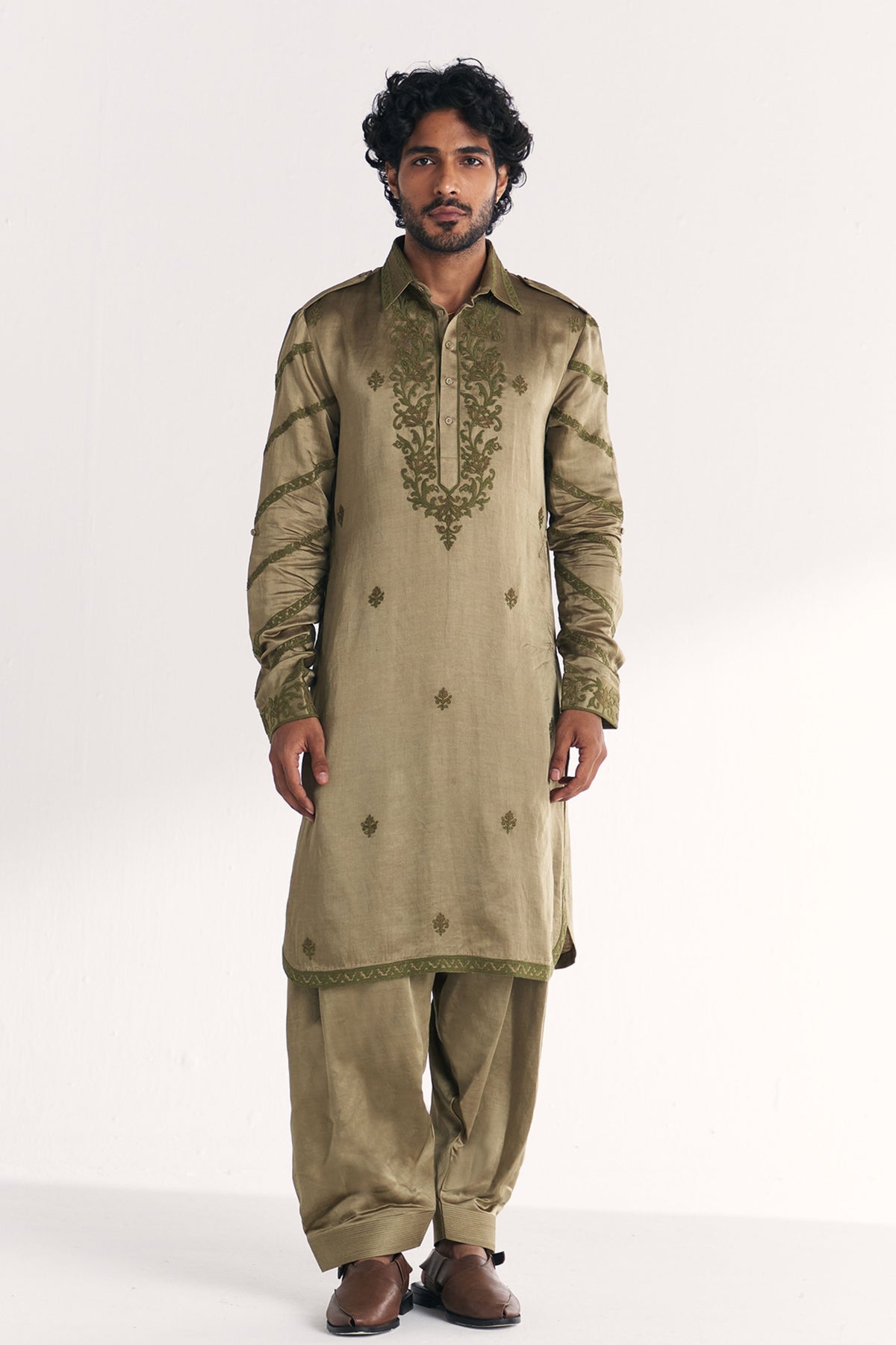 Faris Green Pathani Kurta Set