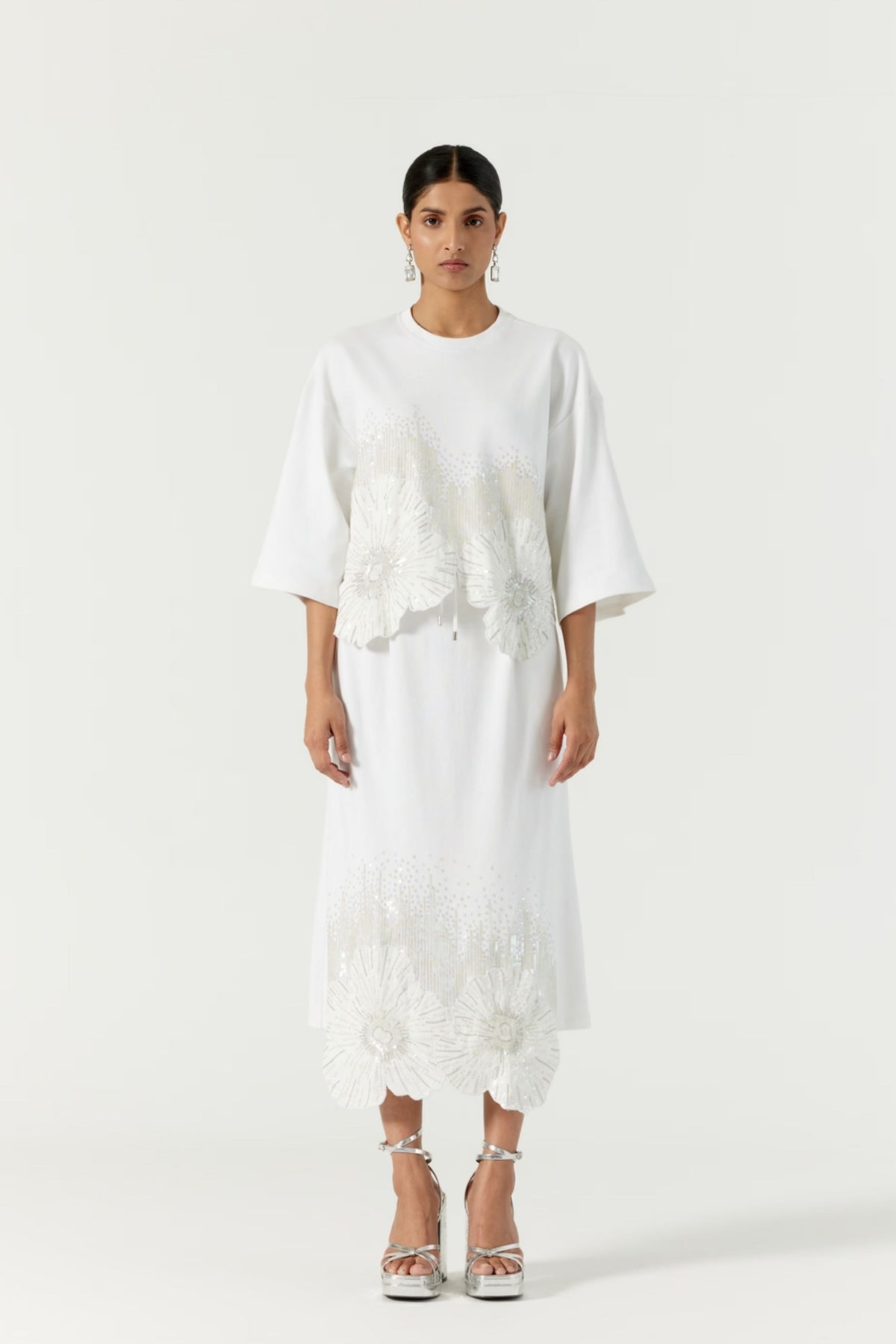 Pansy Printed Hand Embroidered Skirt