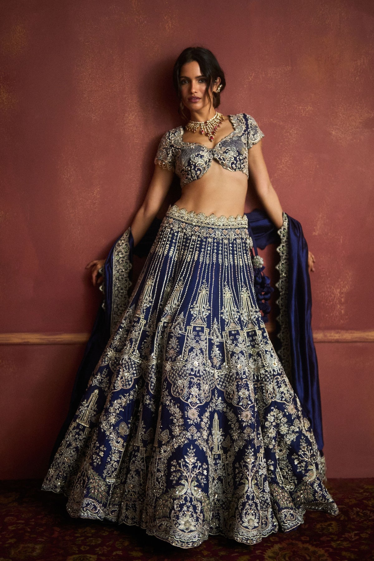 Purple Raw Silk Lehenga Set