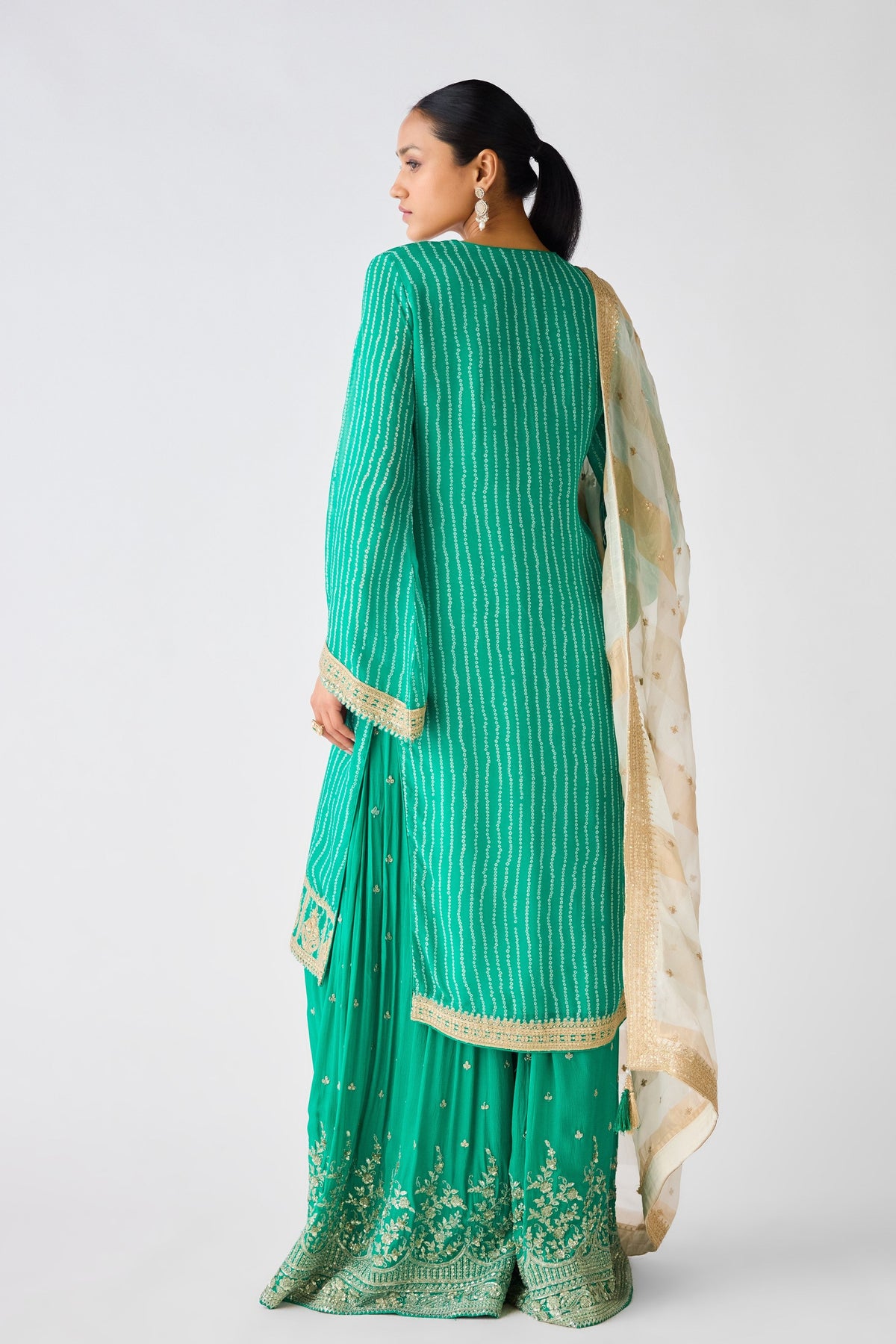 Green Zari Work Sharara Set