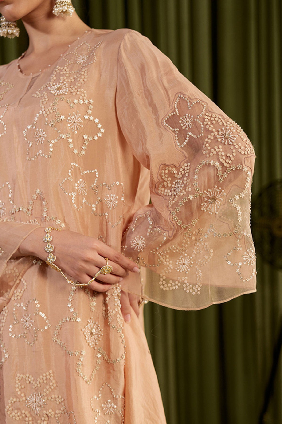 Gold Embroidered Sharara Set
