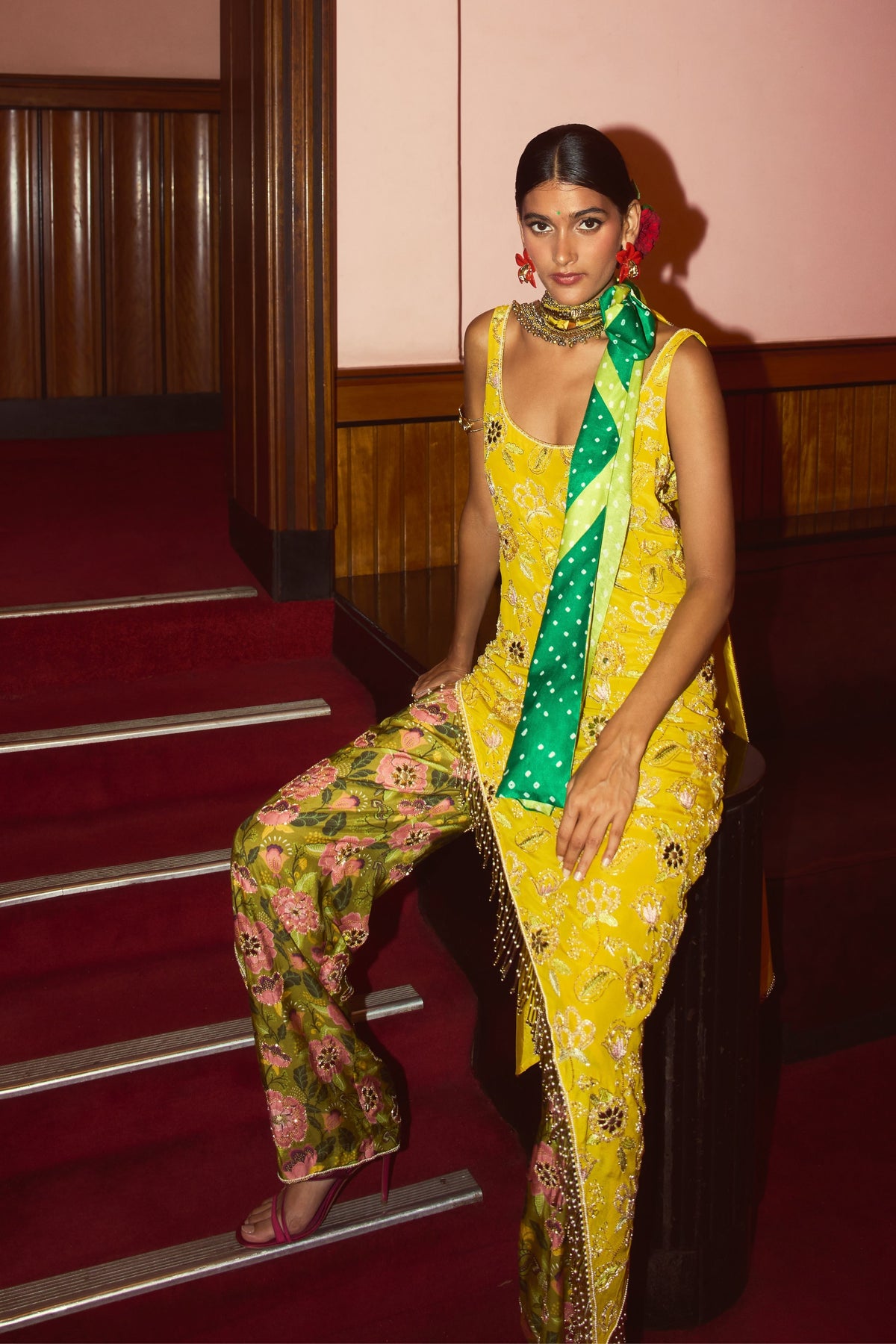 Rani Citrine Olive Kurta Set