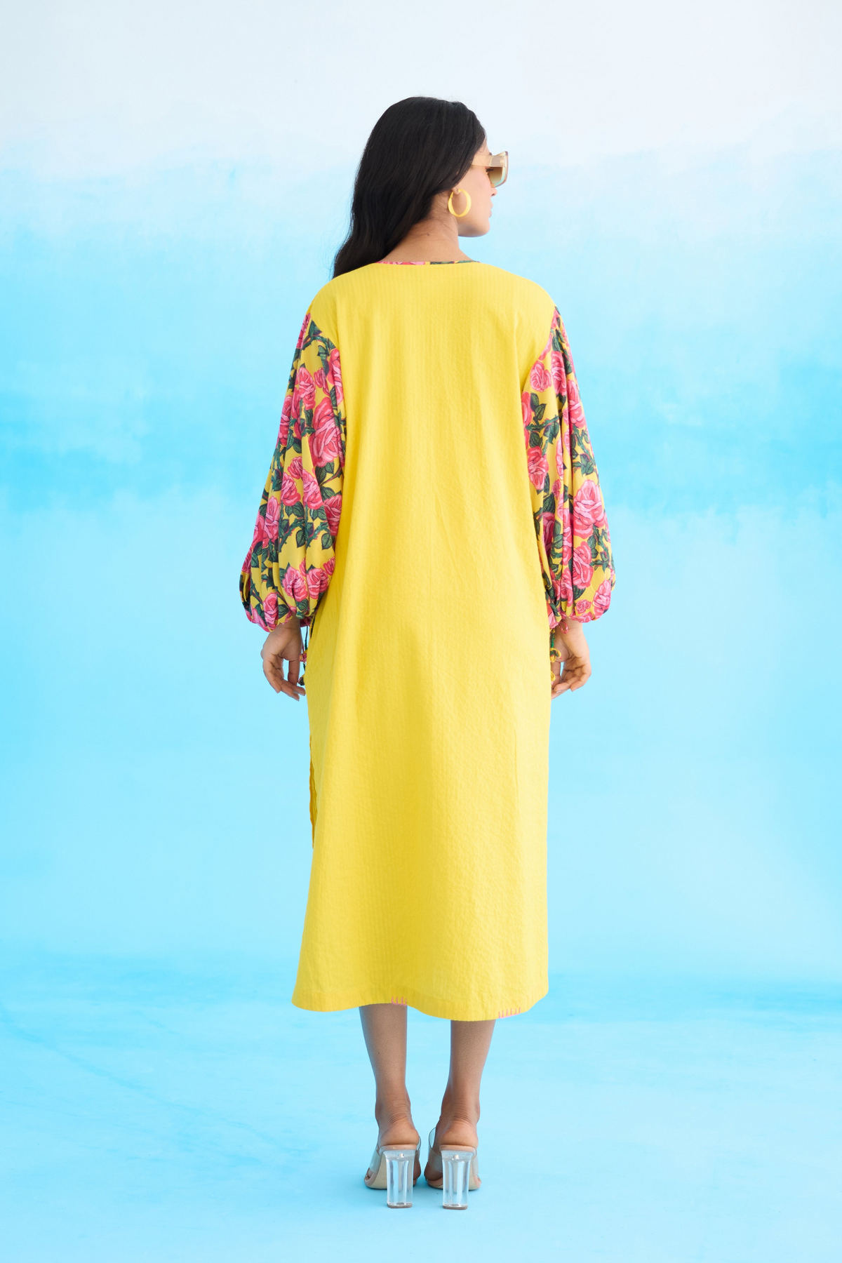Yellow A-line Flower Tassels Dress