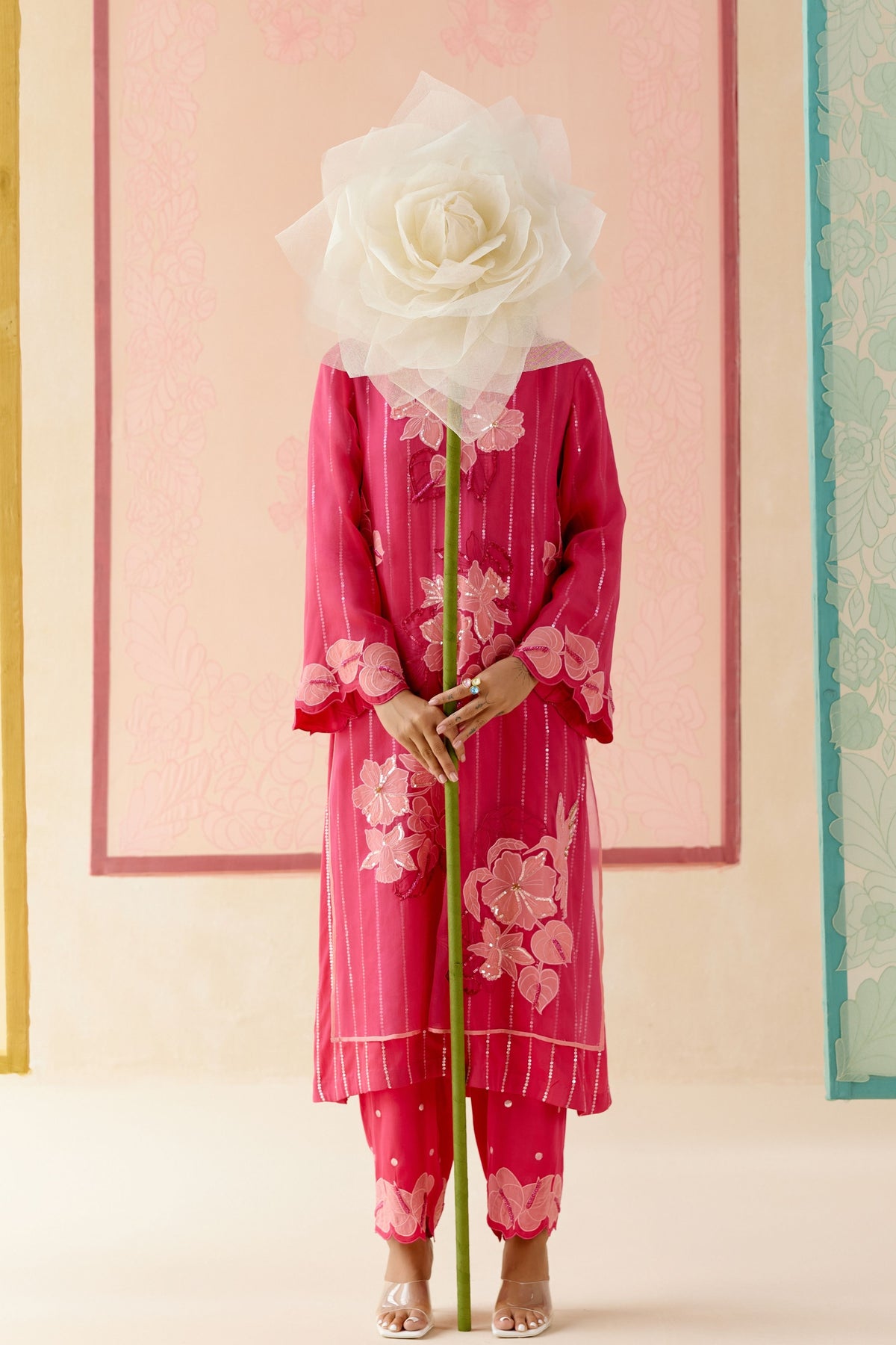 Hot Pink Organza Kurta Set