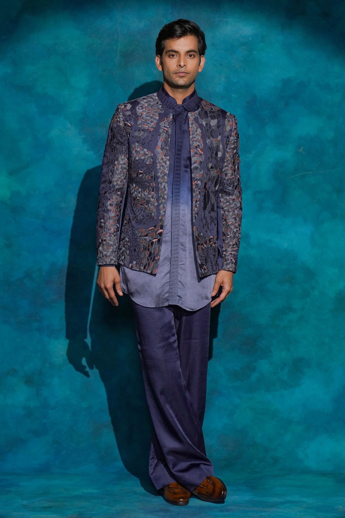 Oceanic Purple Short Jacket Set