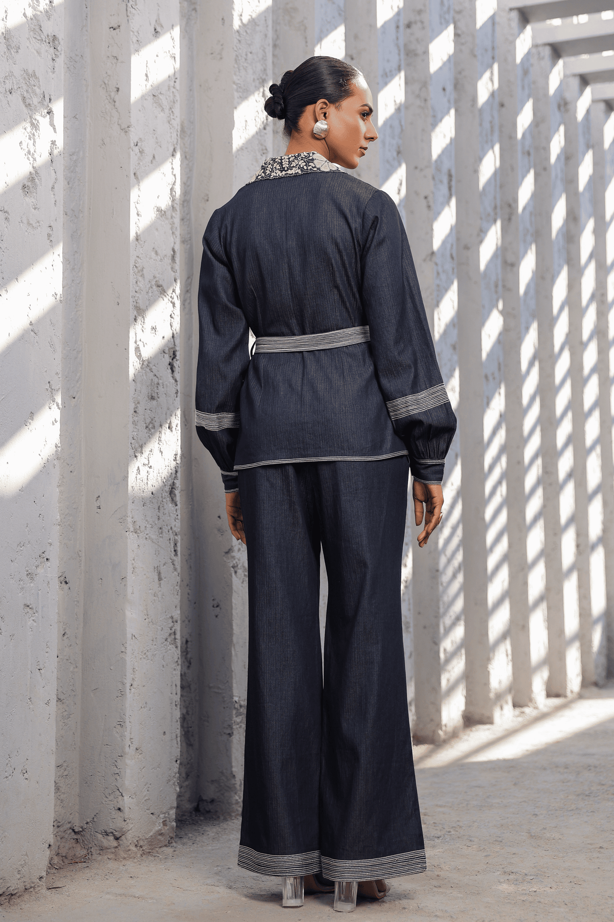 Azure Jacket Style Co-ord Set in Dark Blue