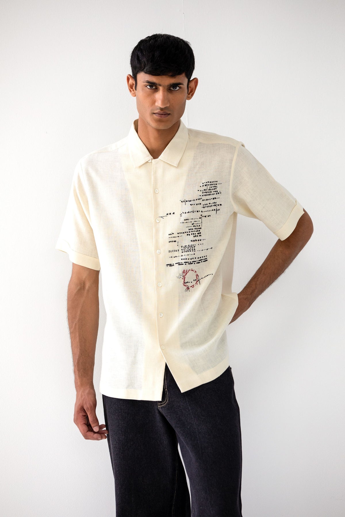 Asemic Half-sleeved Shirt