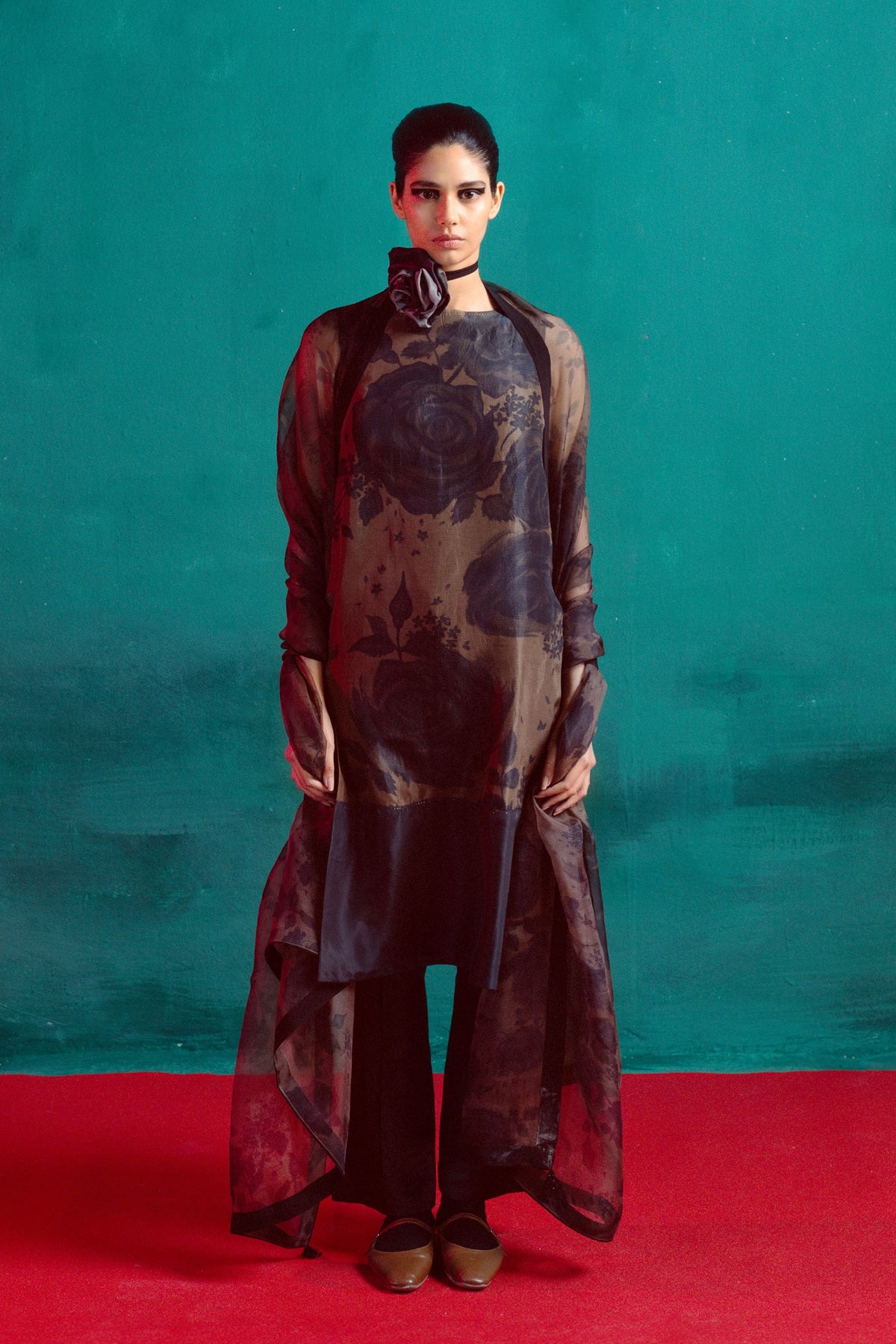 Woody Brown Printed Kurta Set