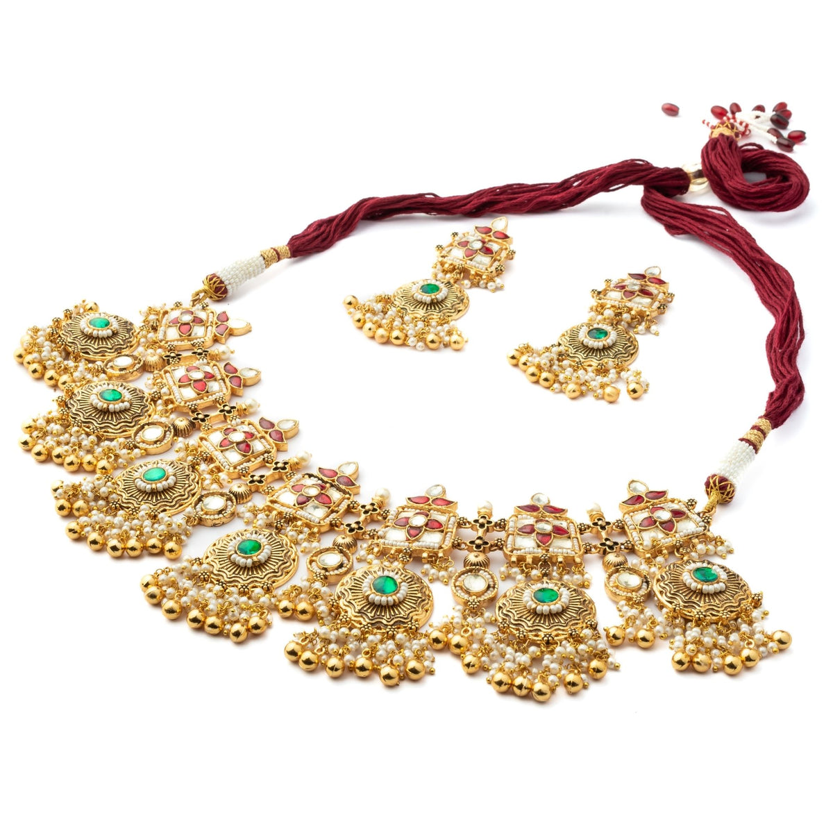 Gold Plated Green Kundan Set