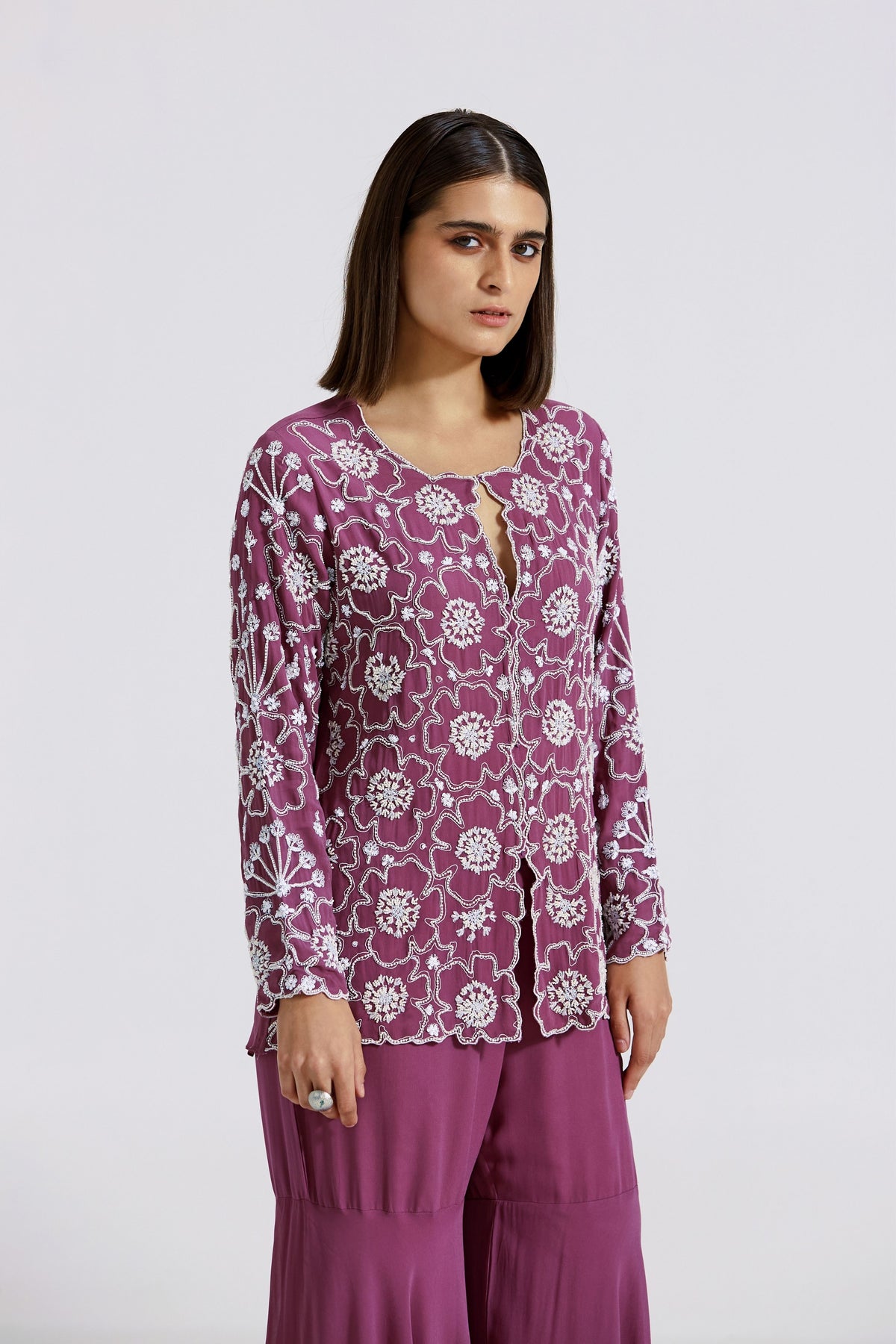 Purple Embroidered Gharara Set
