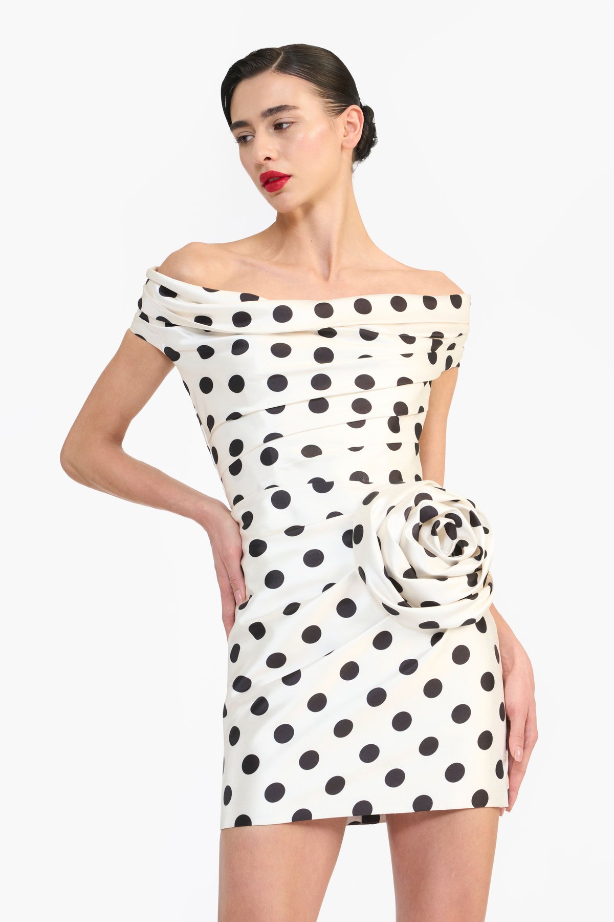 Off Shoulder Draped Mini Dress