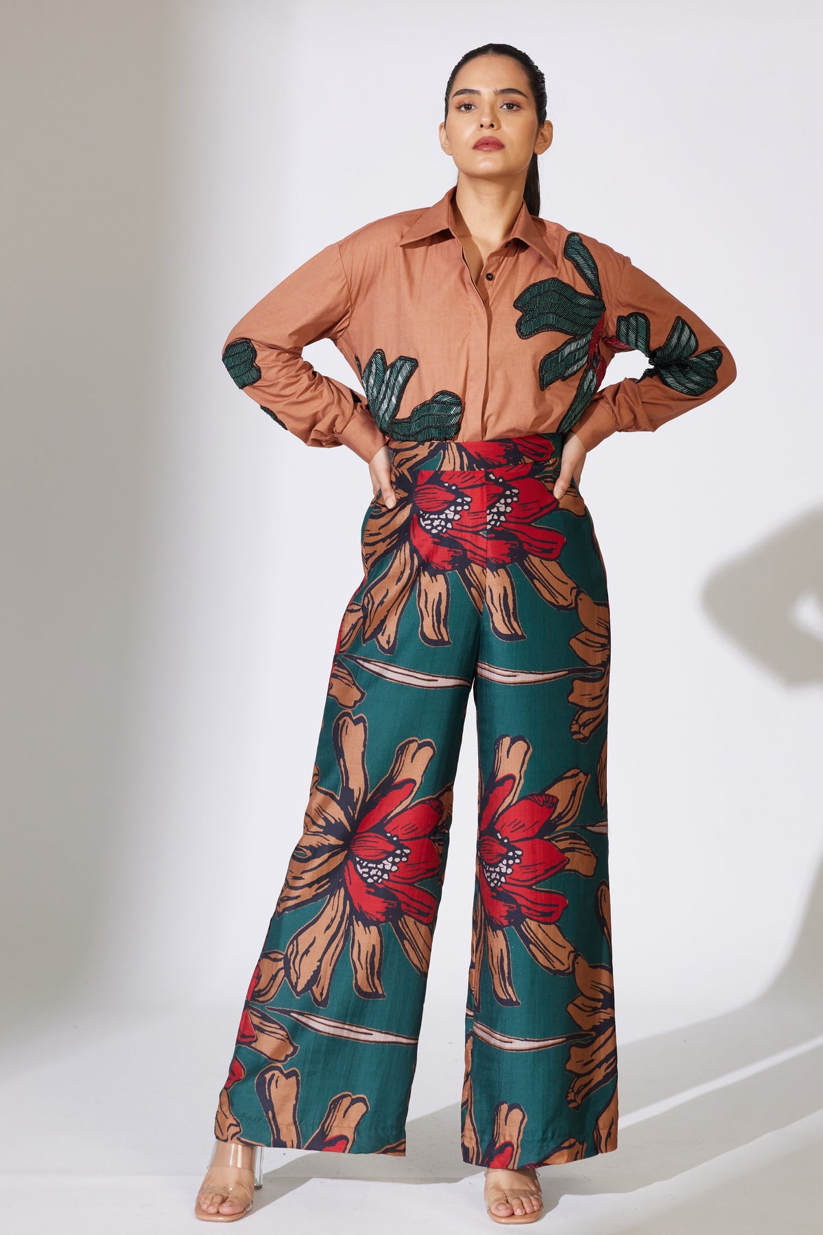 Green and Red Floral Pant