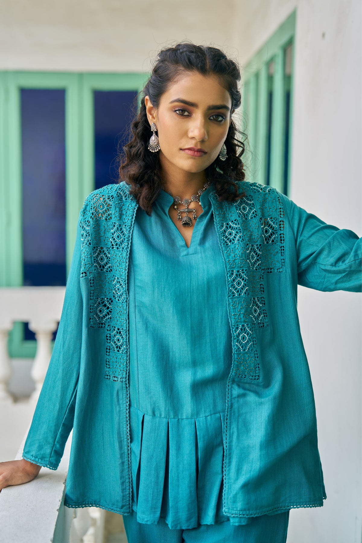 Teal Hand Work Jacket Set