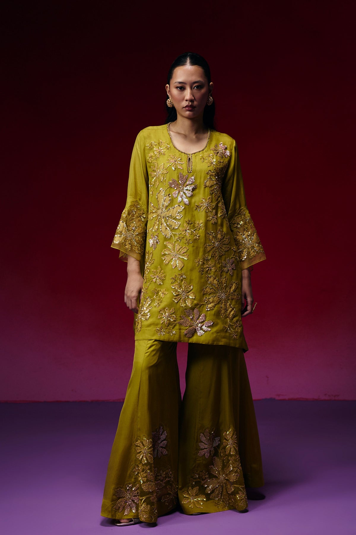 Henna Floral Embellished Sharara Set