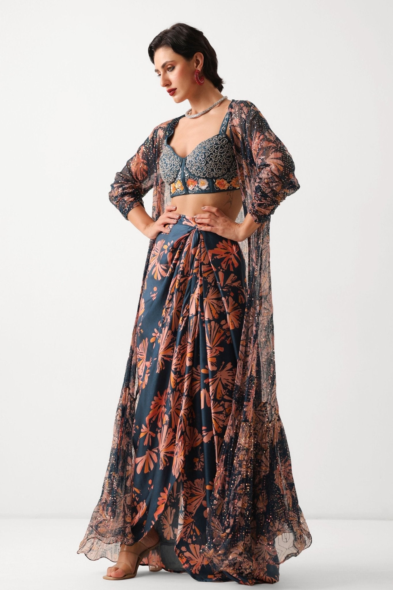 Prussian Teriza Cape Set - Pallavi Jaipur - Elahe