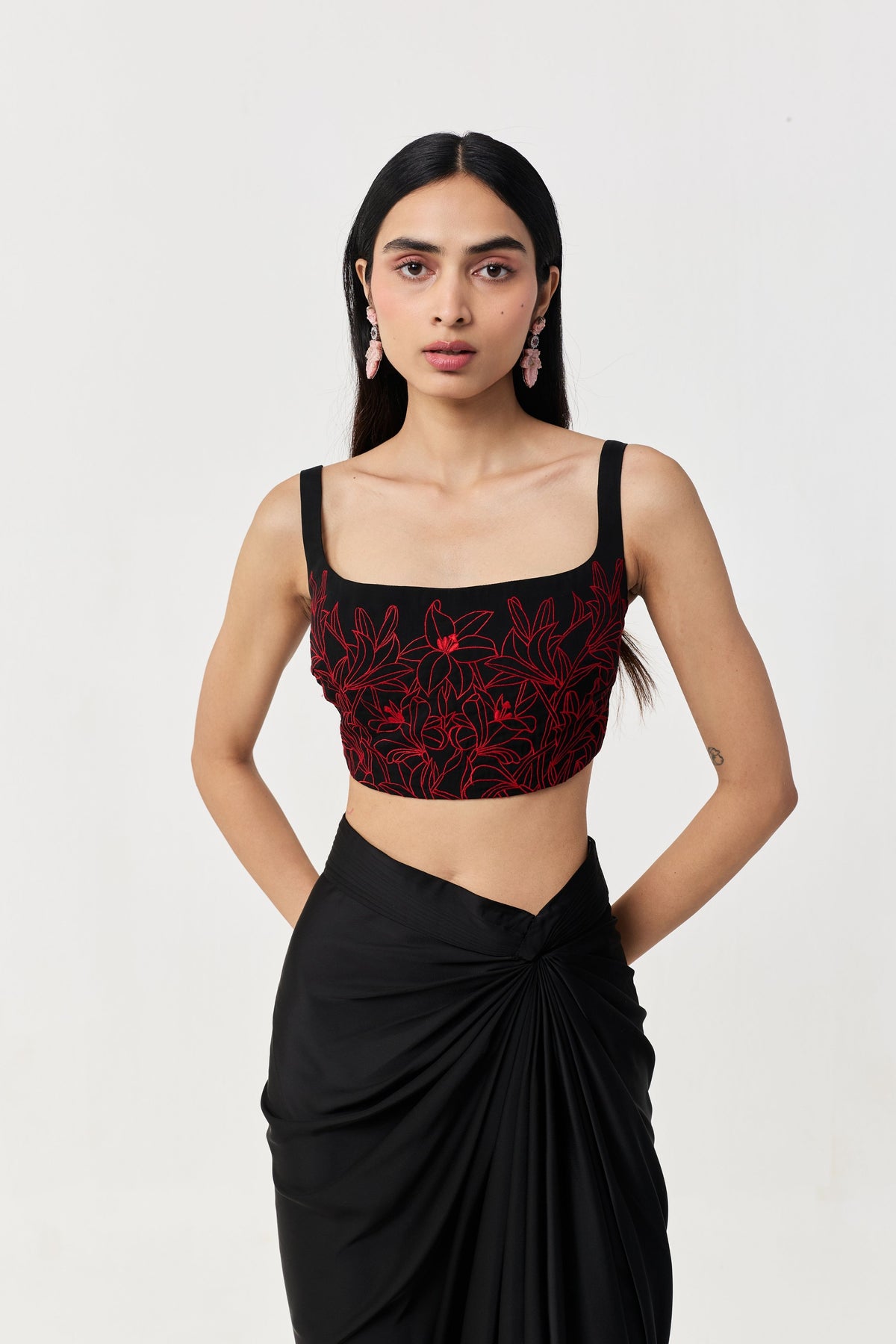 Wild Lily Black Red Bustier Skirt Set