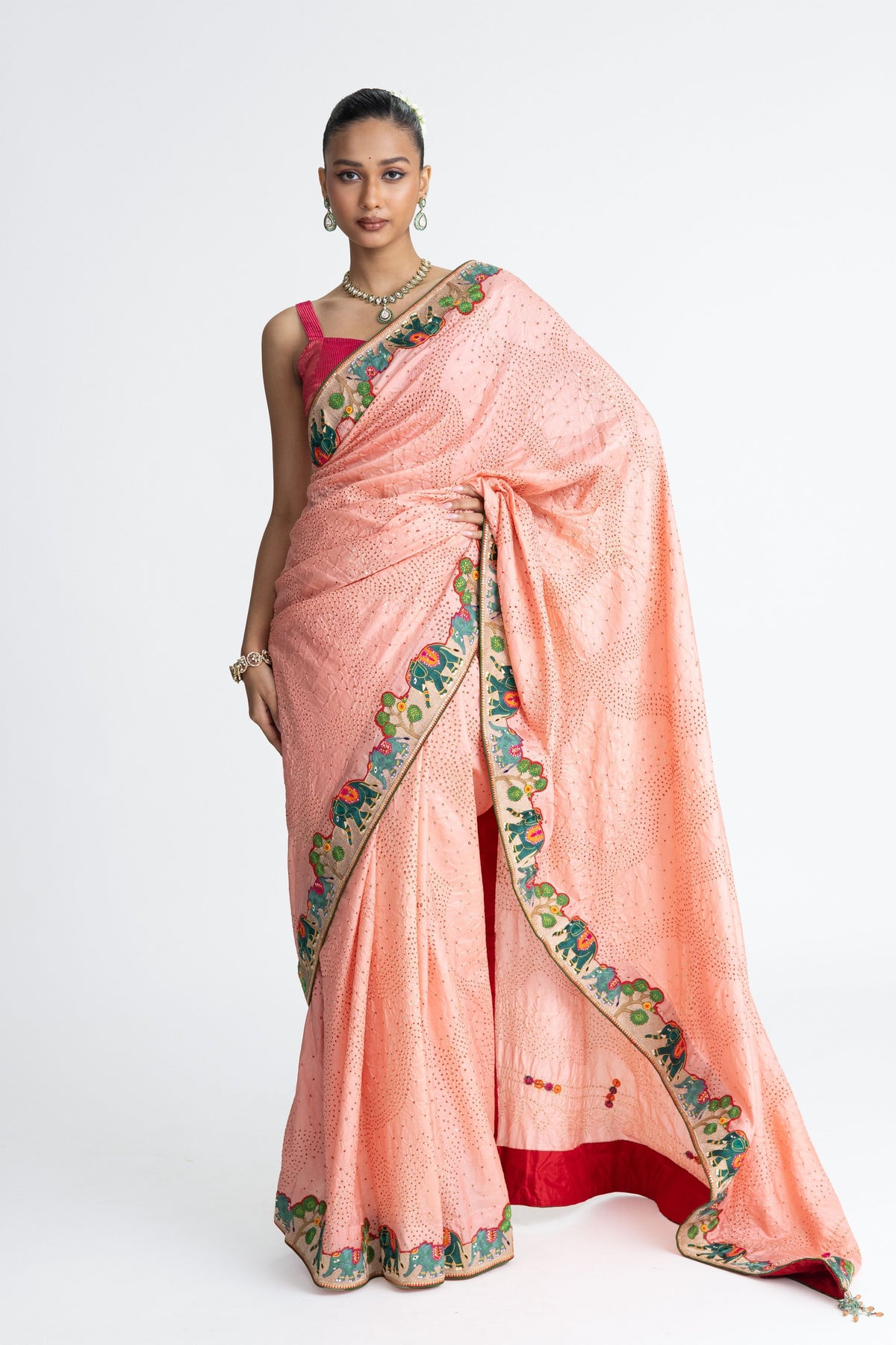 Peach Aari Saree