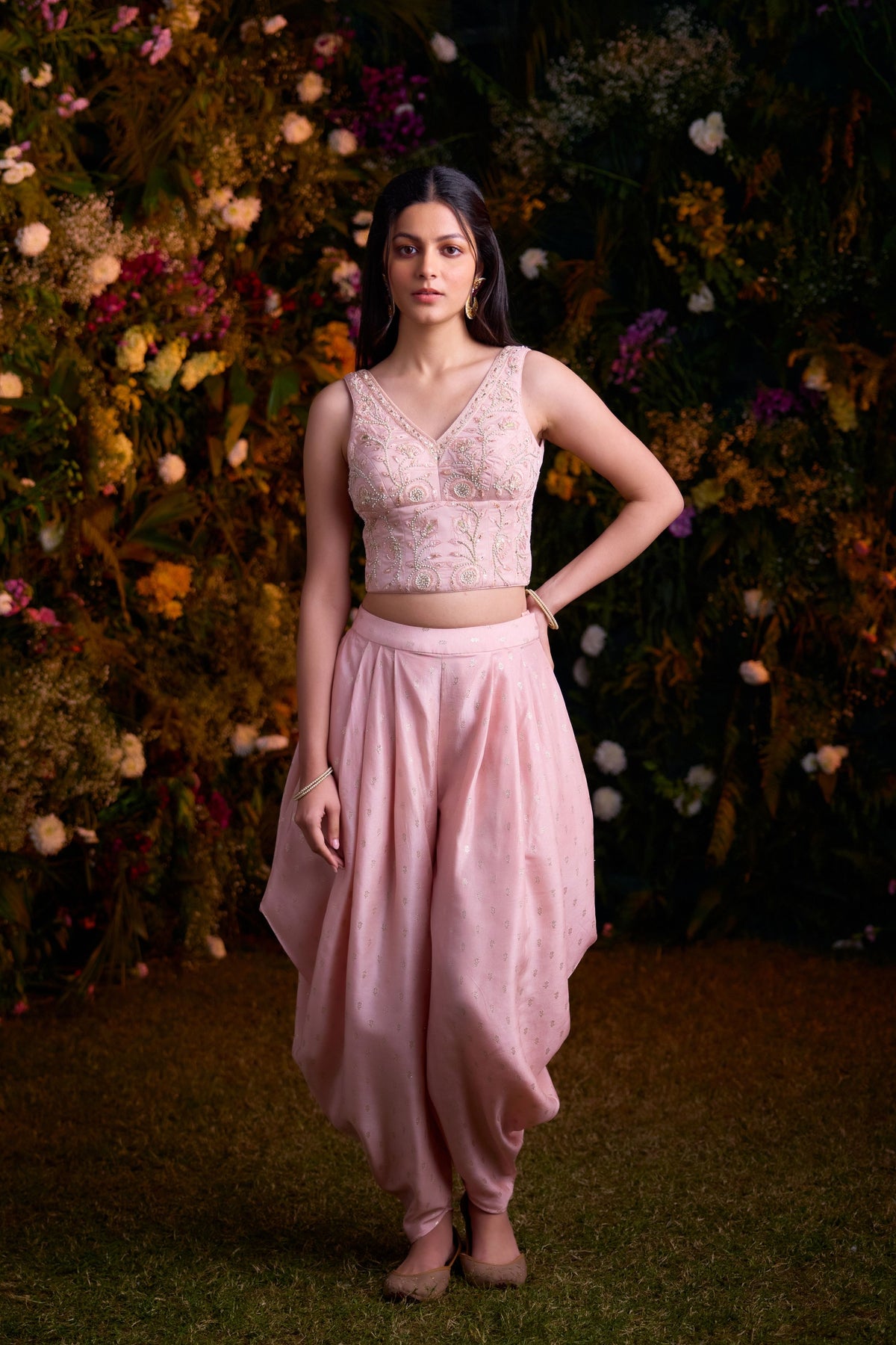 Shell Pink Cape Set With Belt