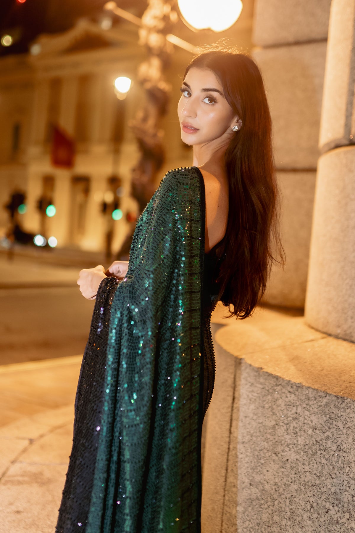 Emerald Green Ombre Saree