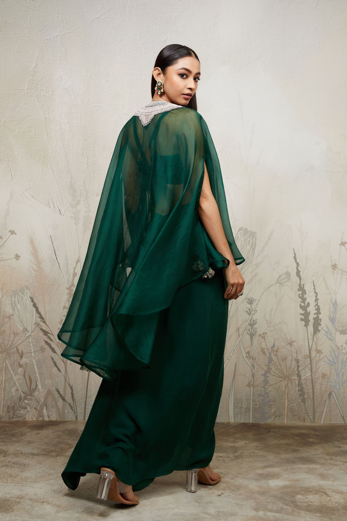 Bottle Green Umbrella Kaftan Set