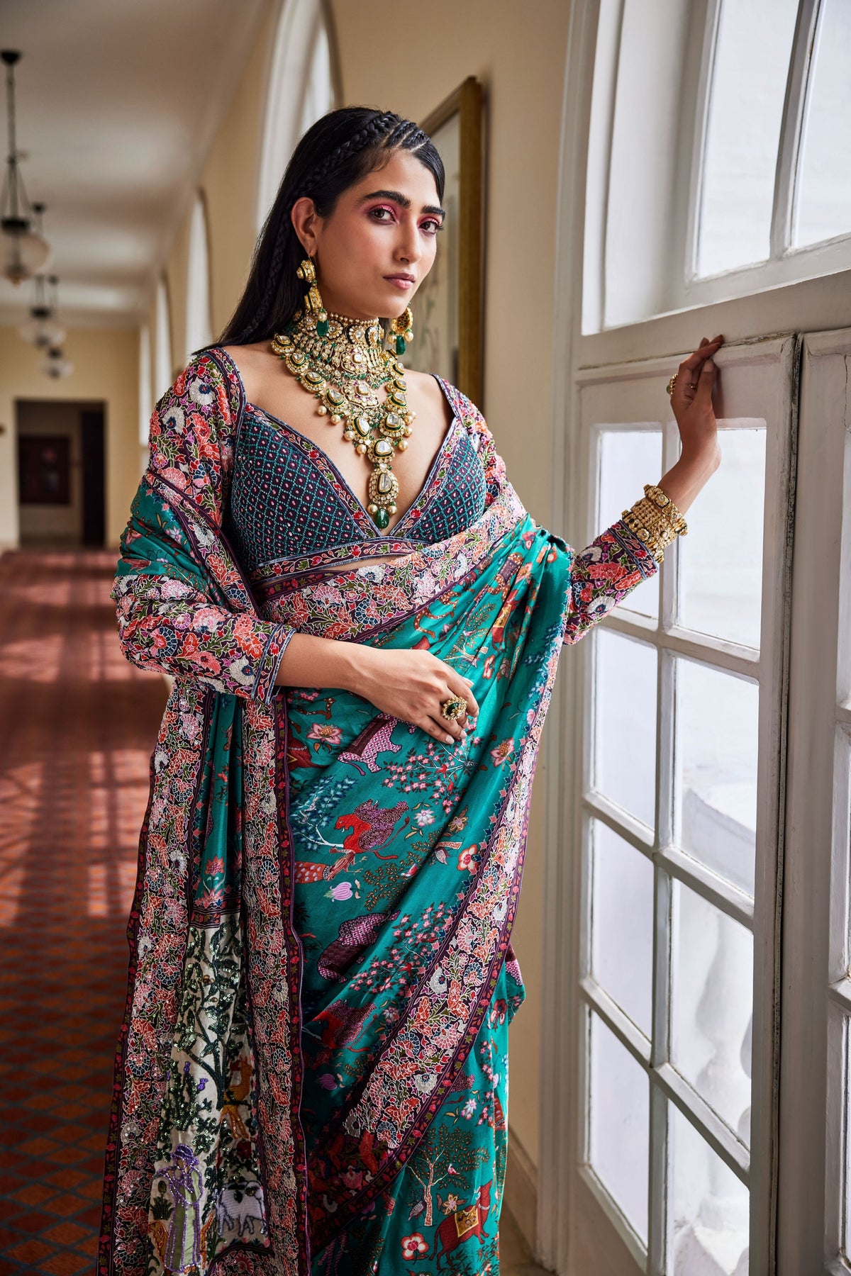 Green Shikargah Saree