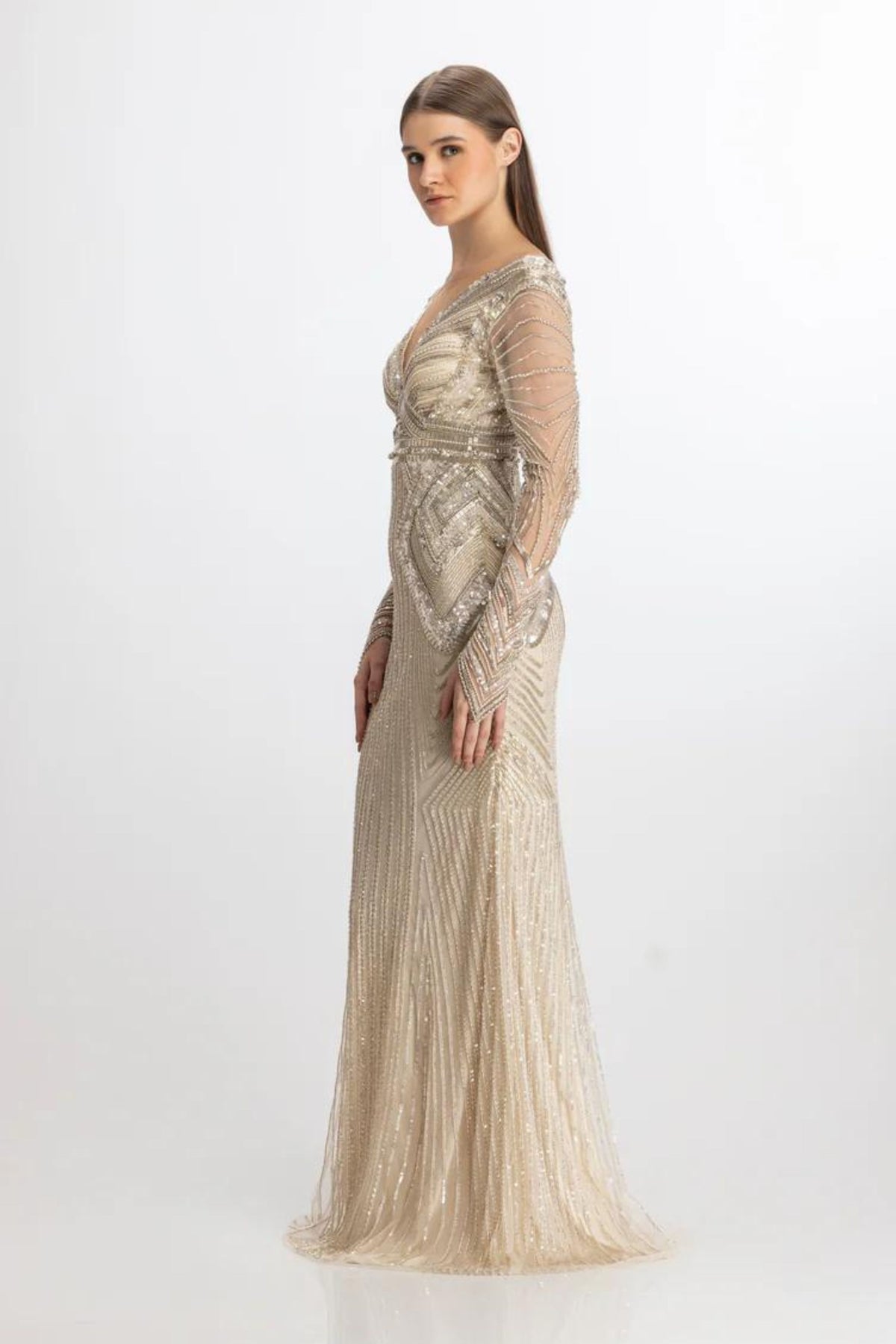 Ivory Full sleeves gown