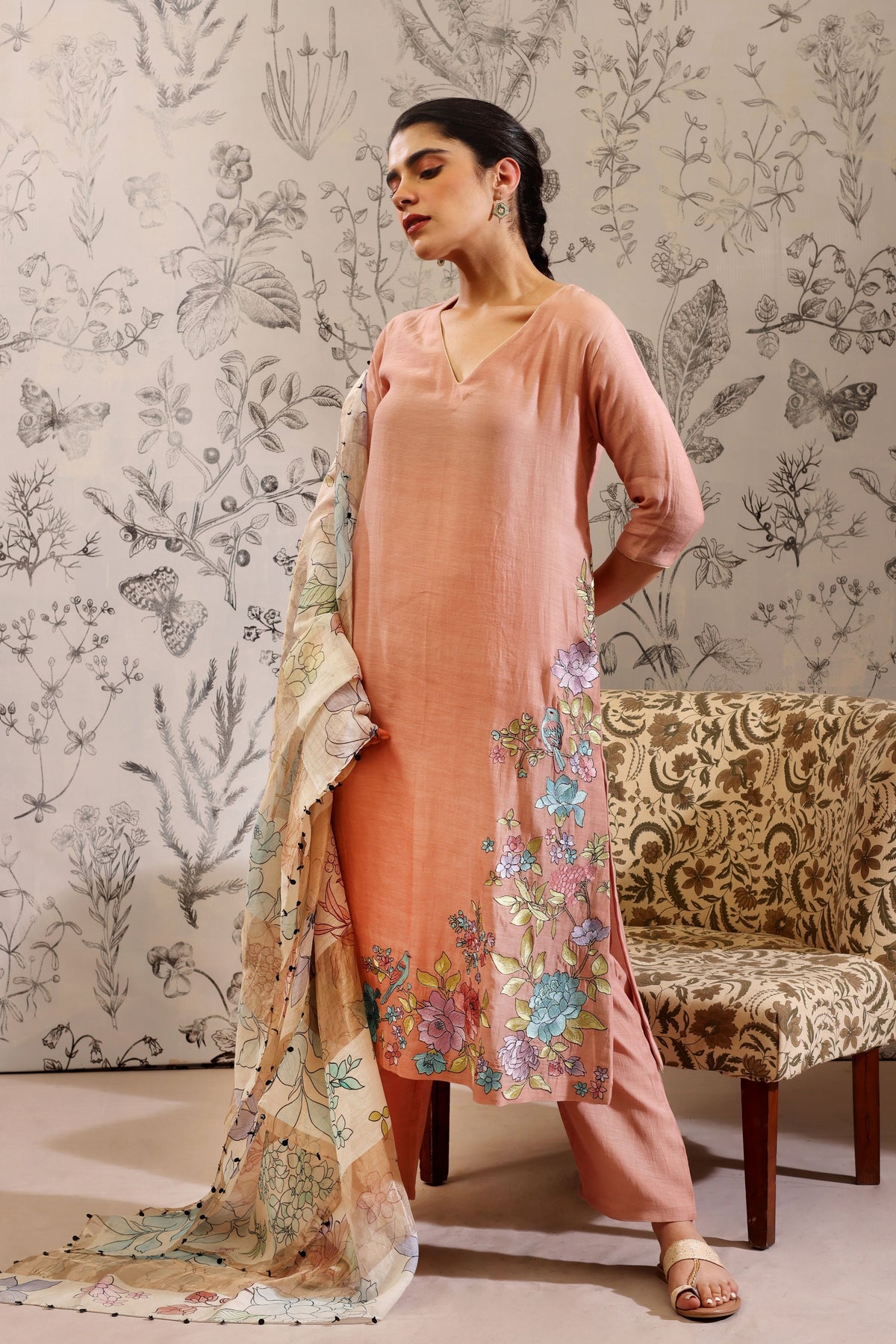 Vakya Peach Kurta Set