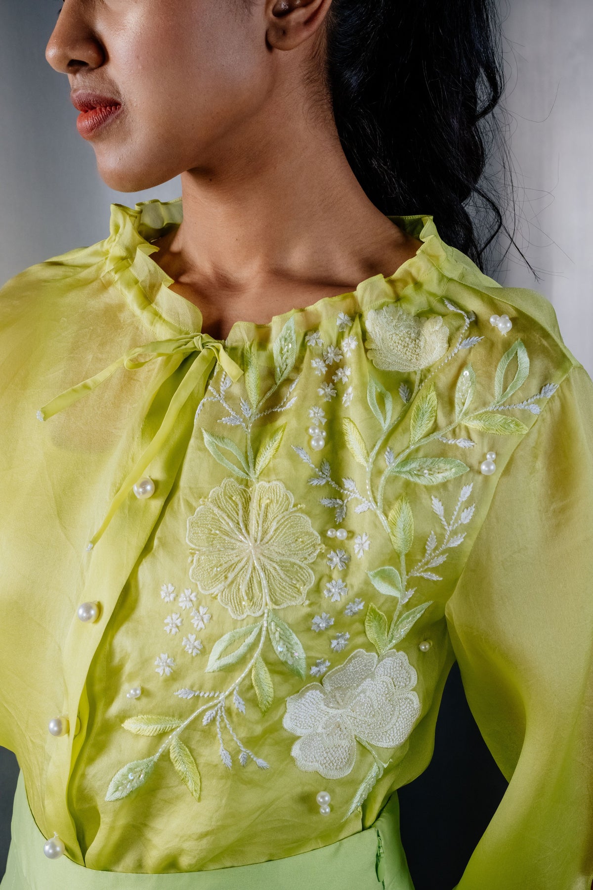 Organza Floral Shirt With Slip