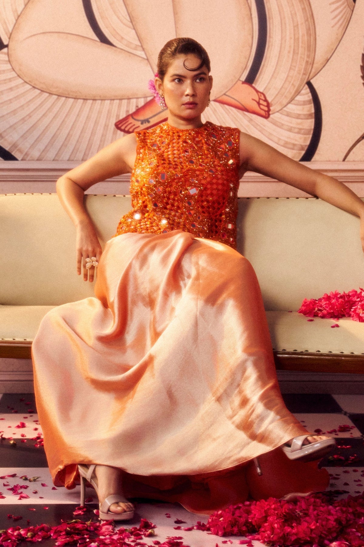 Orange Skirt Set
