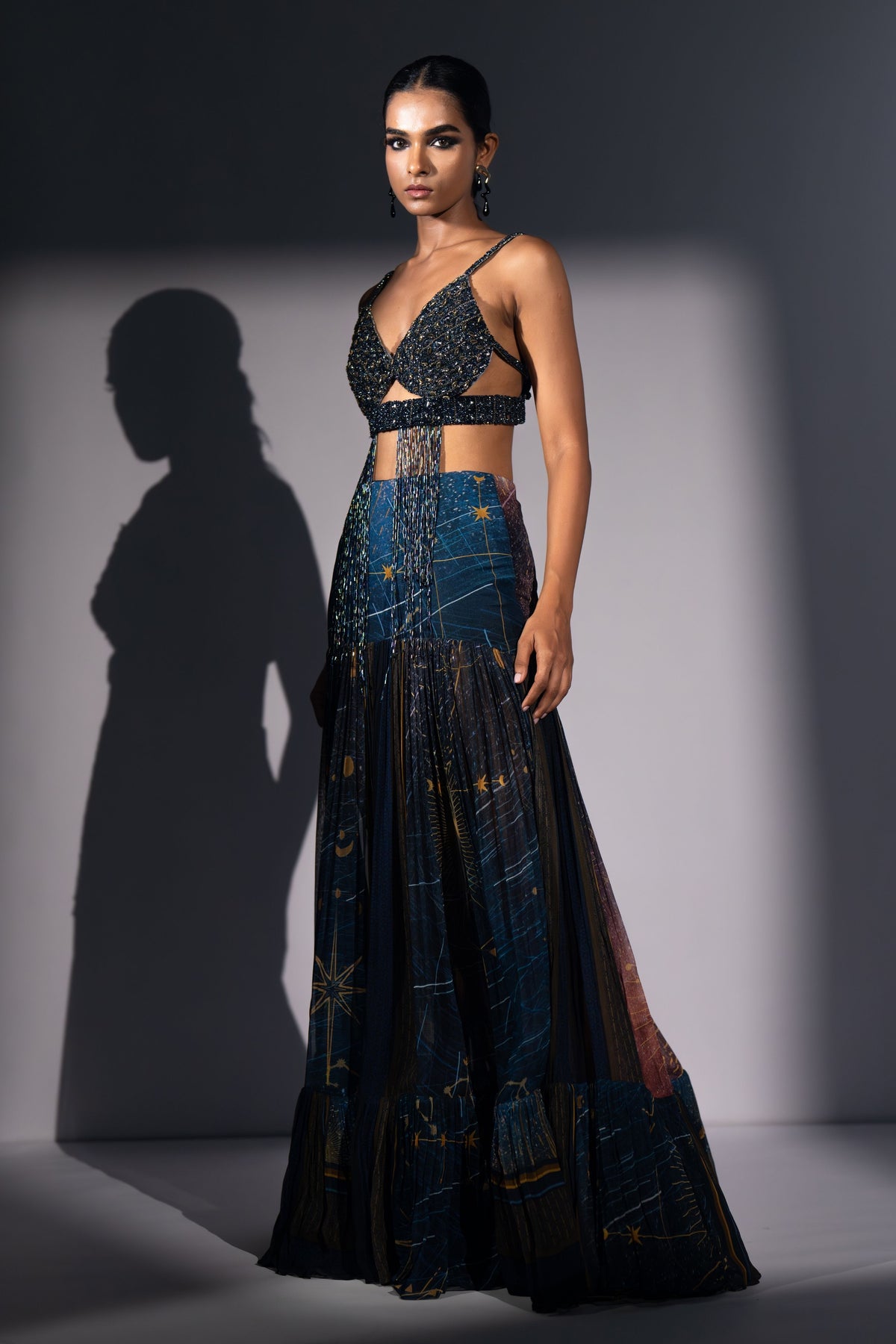 Blue Pleated Skirt