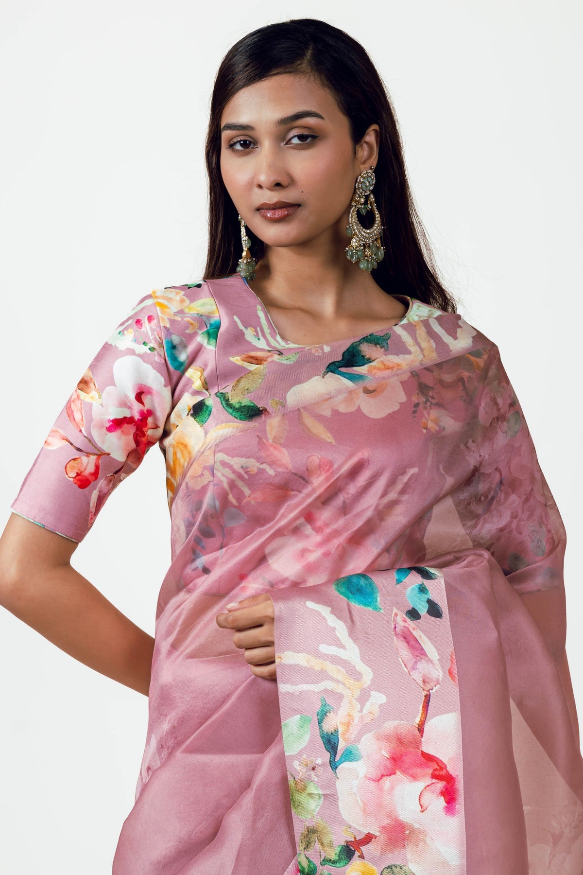 Julie Old Rose Organza Saree