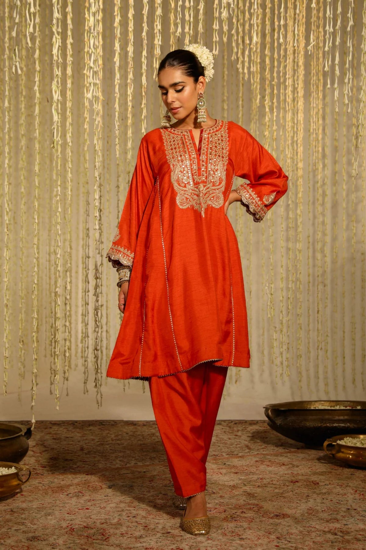 Mehreen Orange Kurta Set