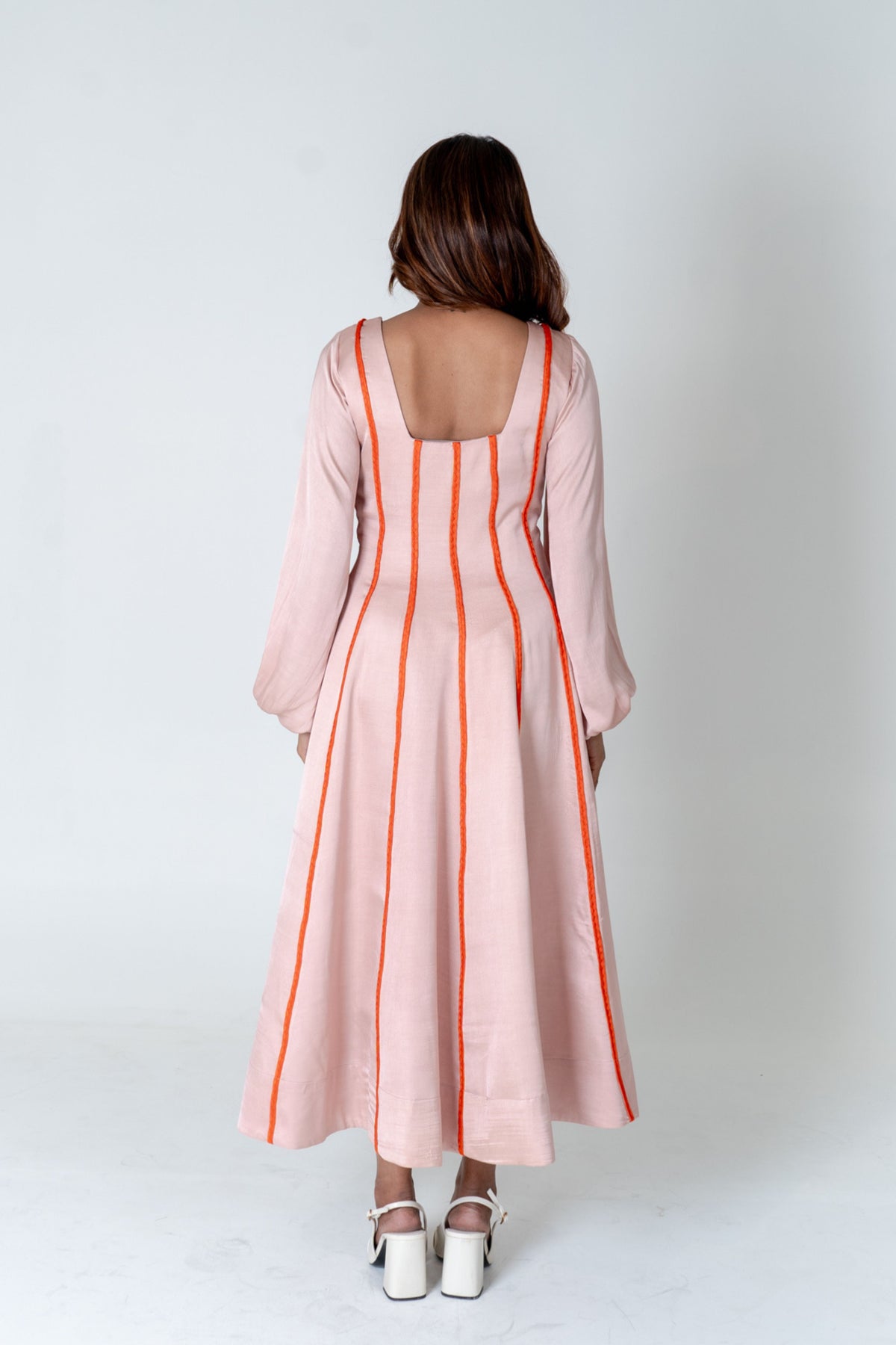 Pink Maxi Dress- Orange Braids