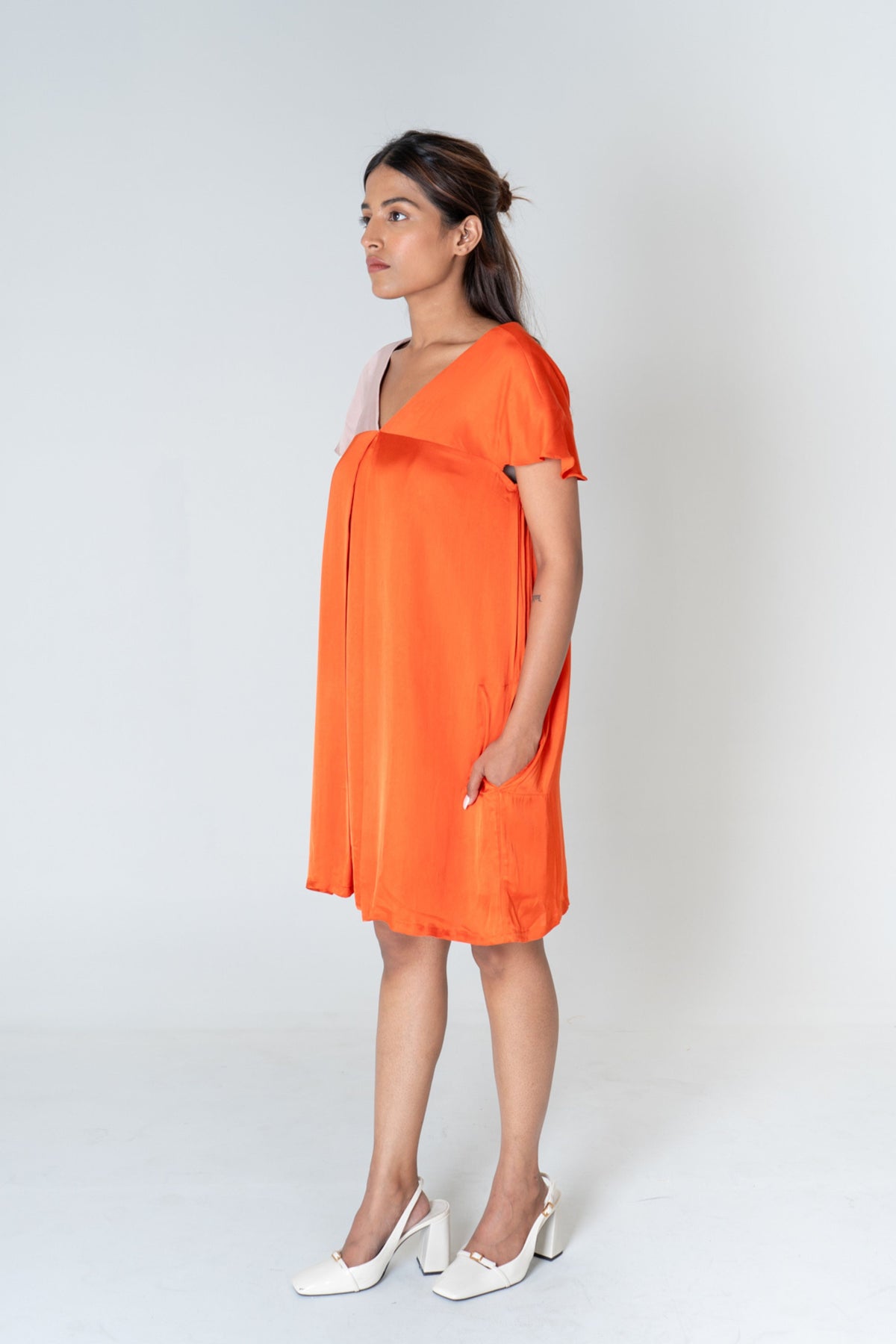Orange-pink Short Dress