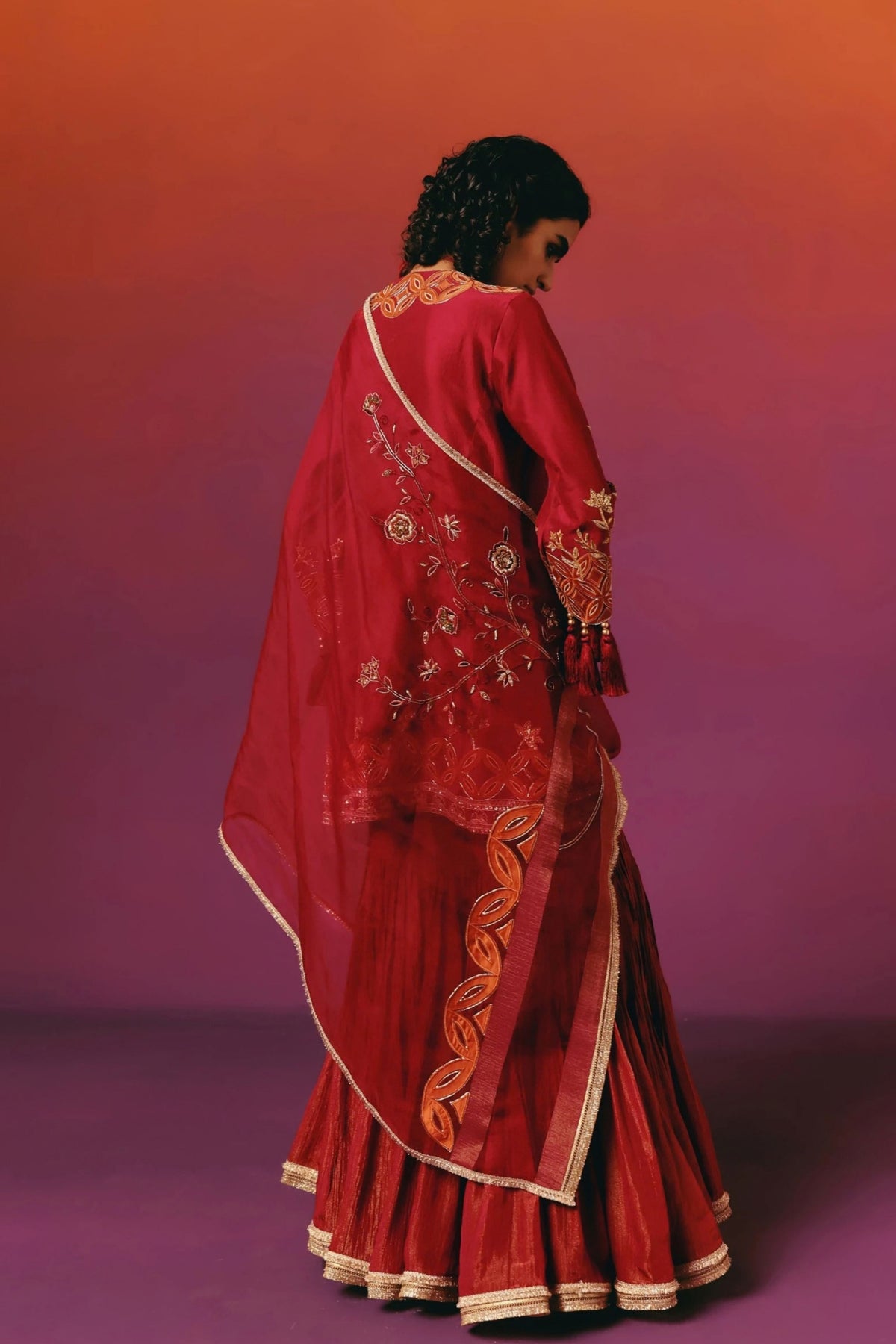 Red Gharara Set