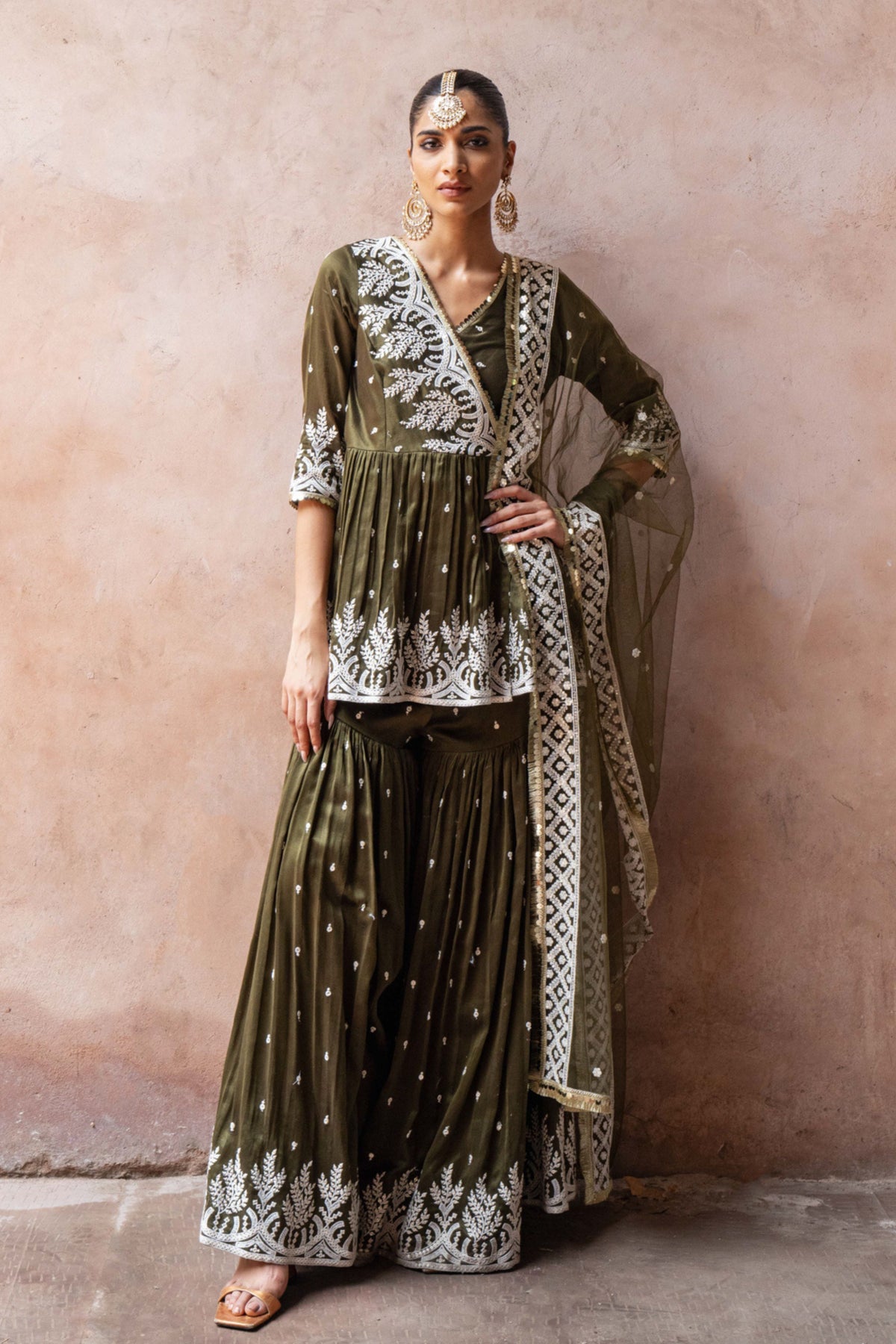 Olive Forest Sharara Set