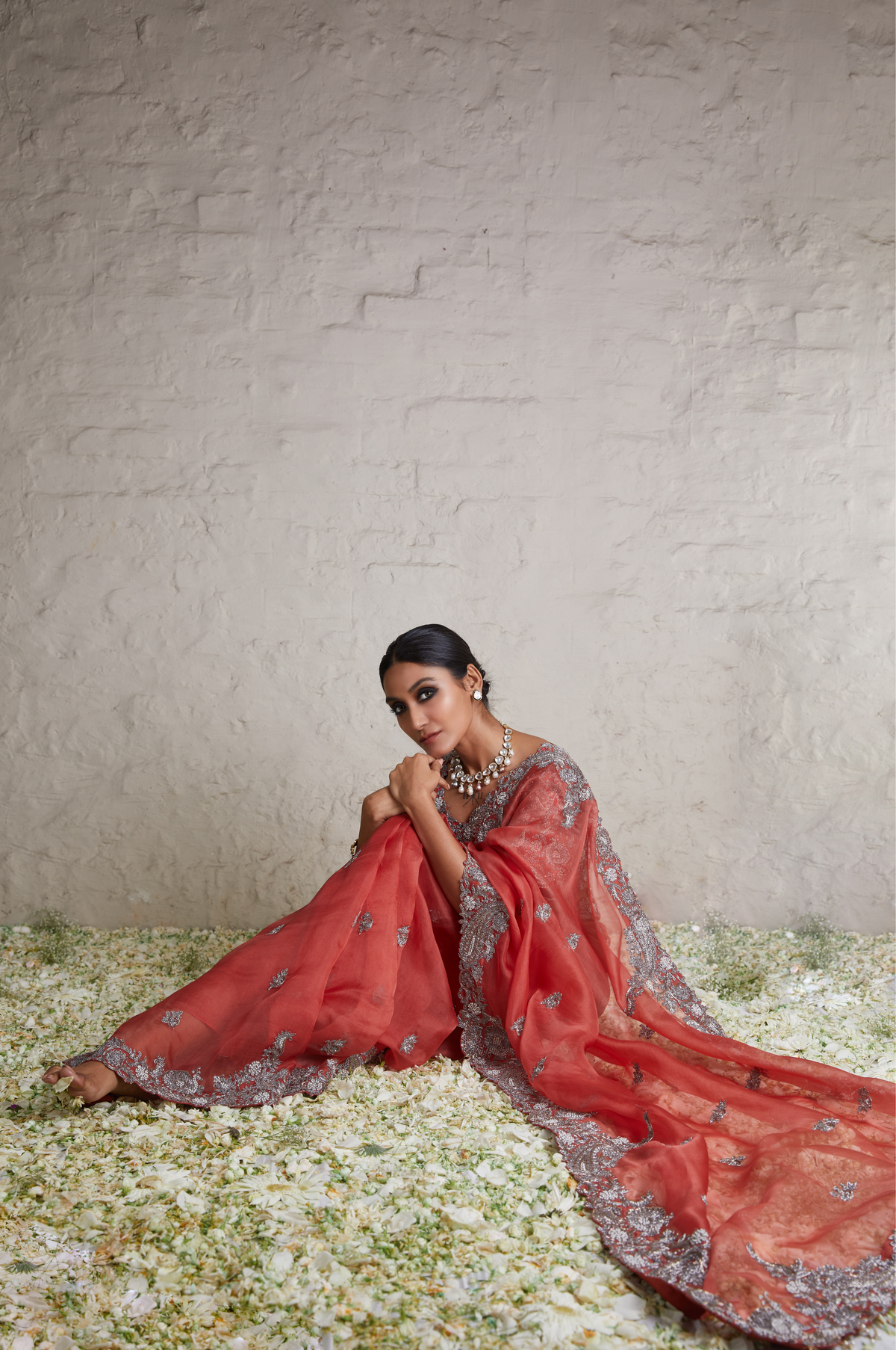 Silk Blouse With Organza Saree