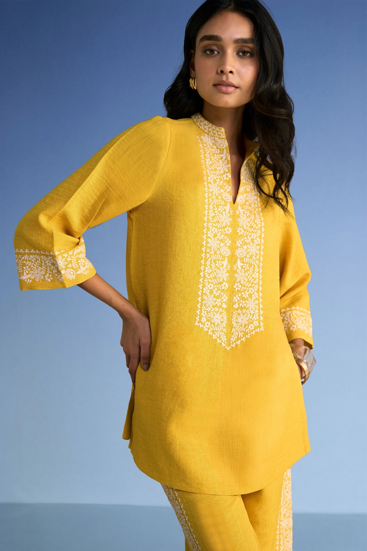 Embroidered Yellow Co-ord Set