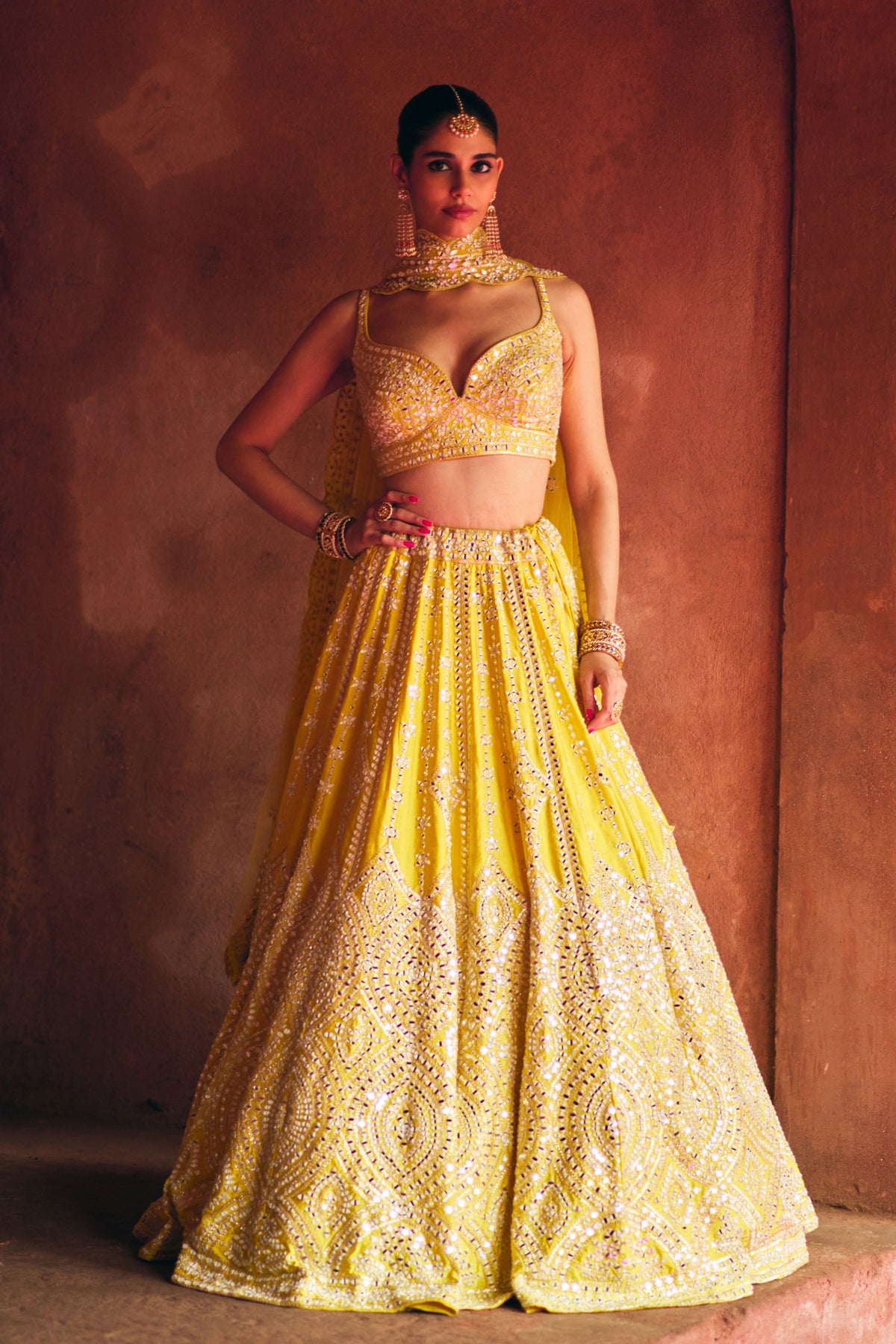 Yellow Silk Lehenga Set