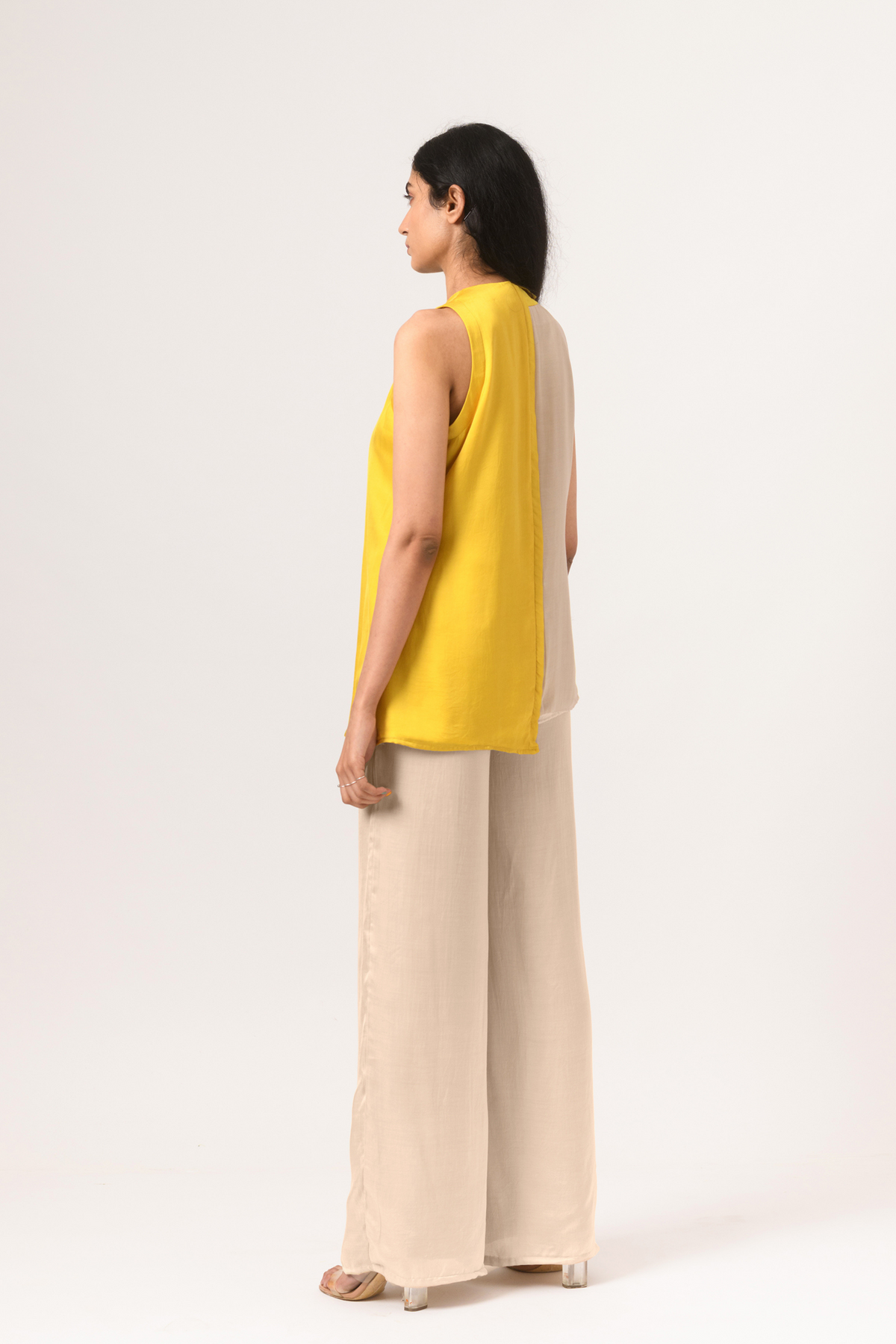 Ecru yellow halter neck top