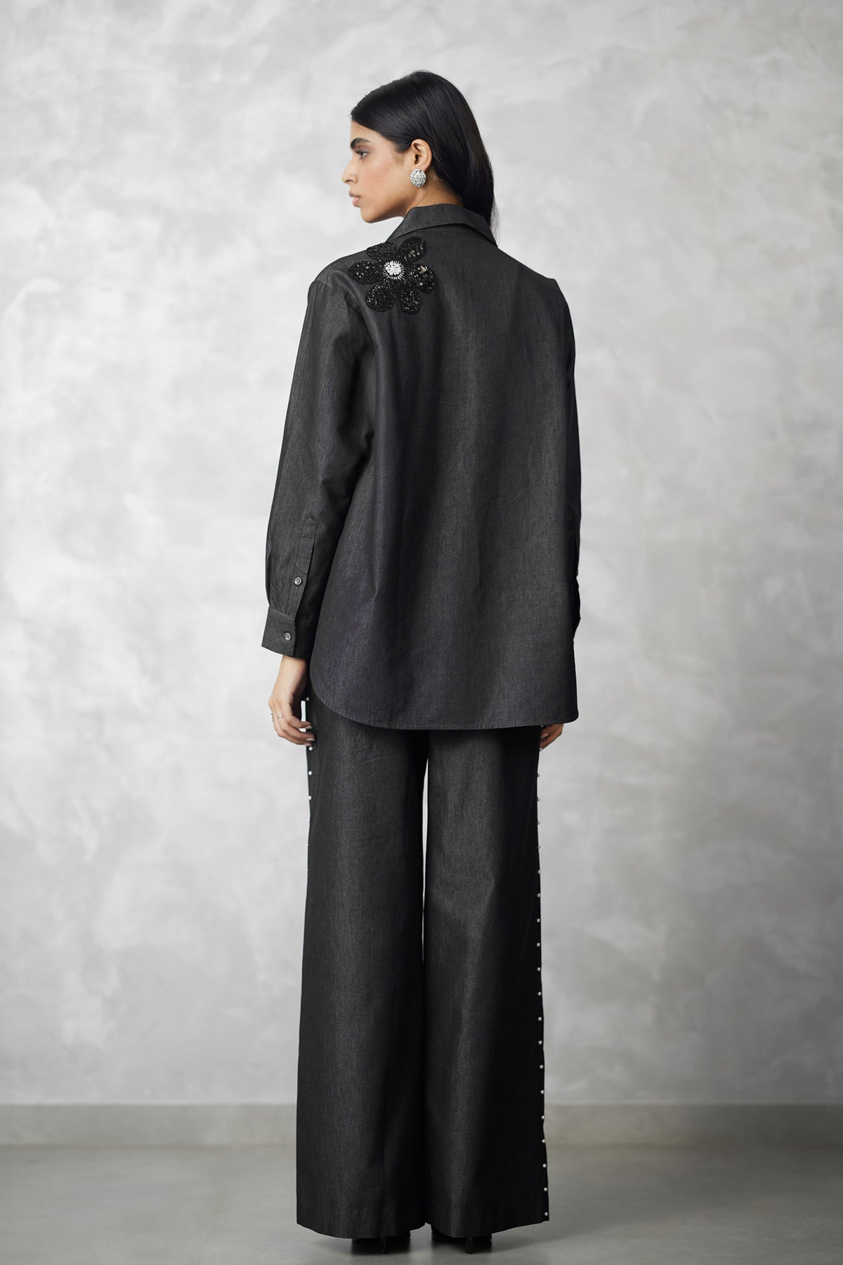 Pearl Detail Black Co-ord Set