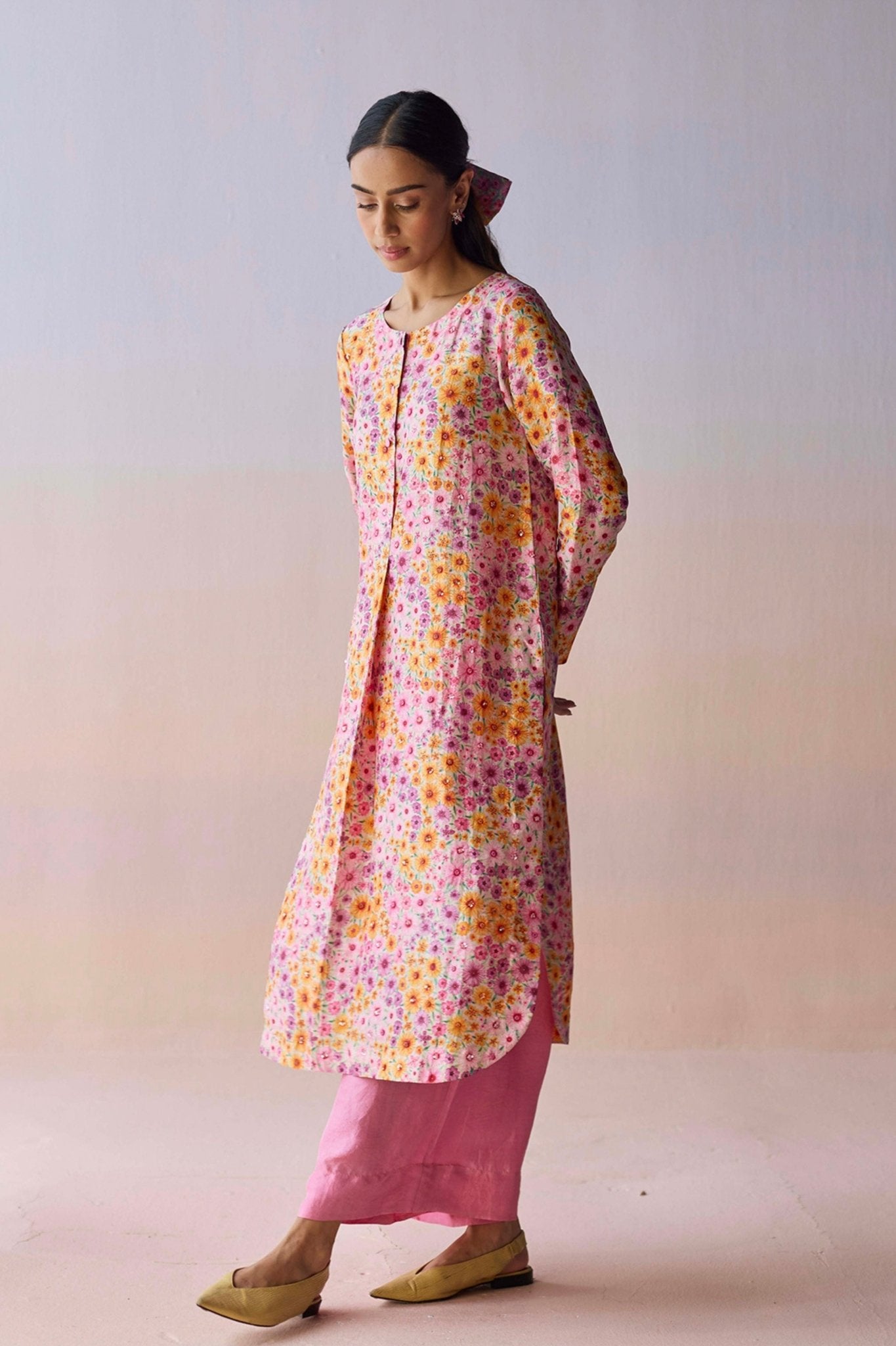 Wildflower Dawn Pink Kurta and Pants - Surmaye - Elahe