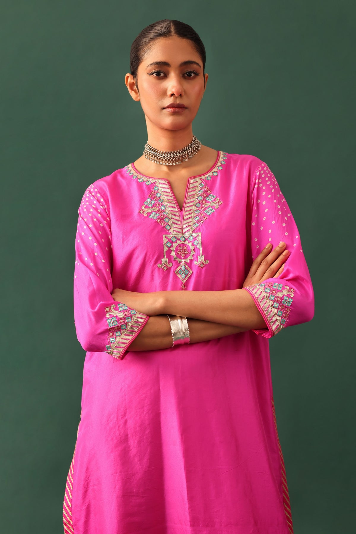 Rani Bandhani Gota Kurta Set